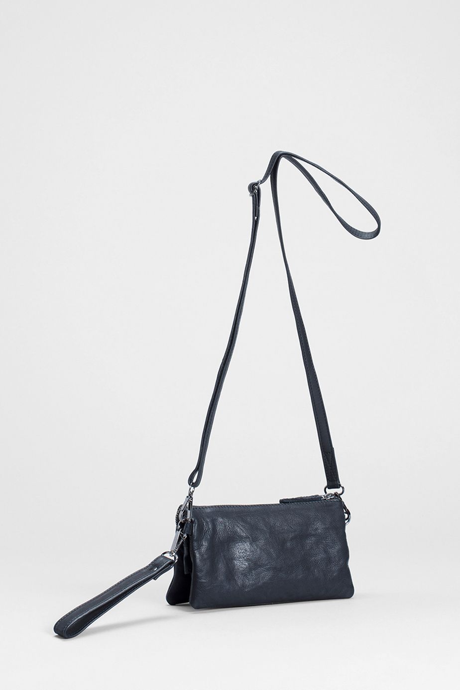 Triple City Leather Cross Body Bag Front | Black