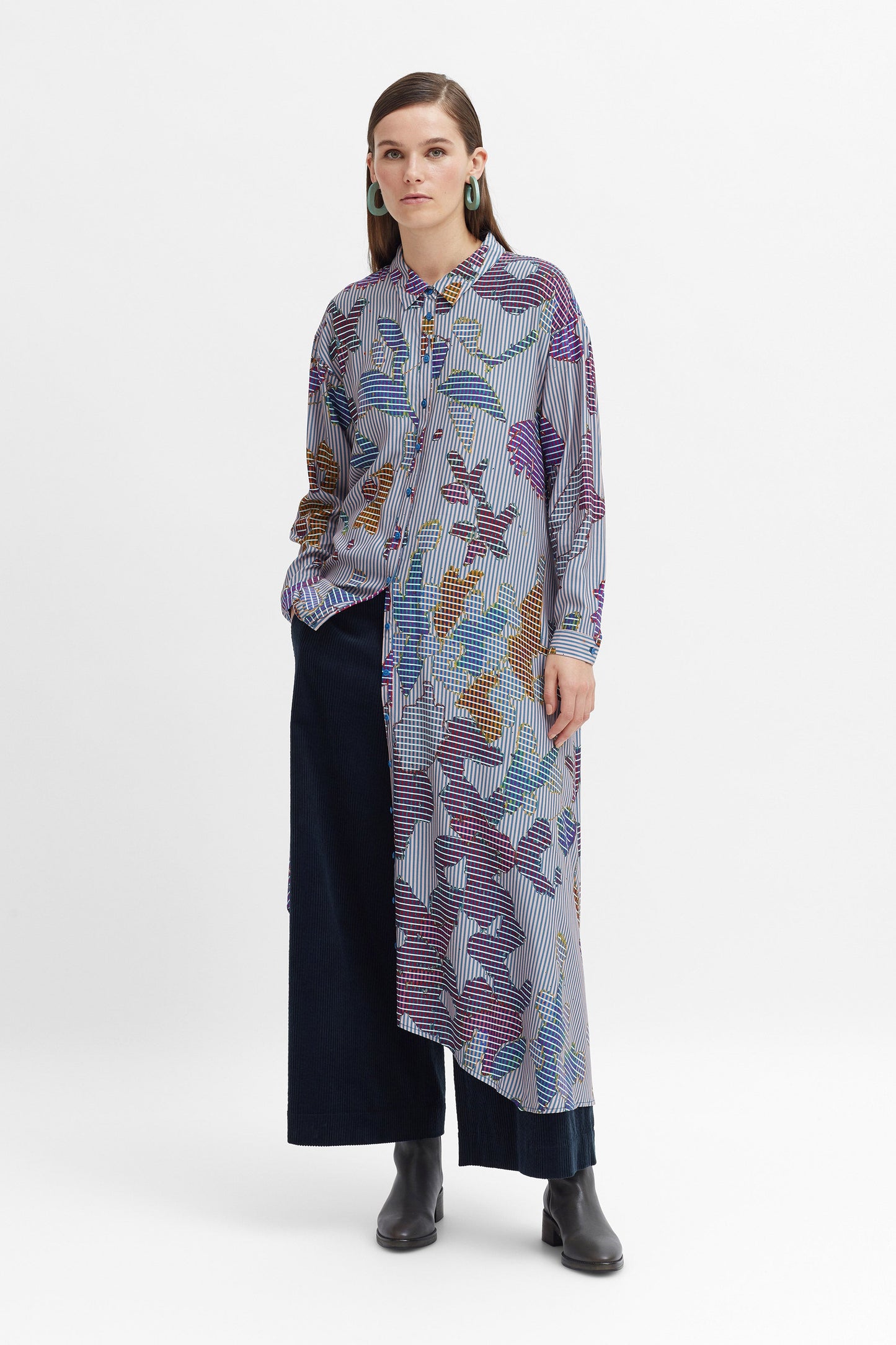Sketsen Asymetric Print Shirt Dress Model Front Jena Styled | SKETSEN PRINT