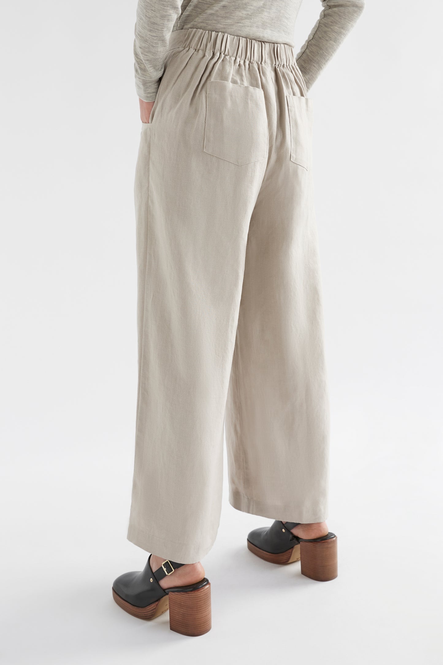 Ilona Wide Leg Linen Pant Model Back Jess | FLAX