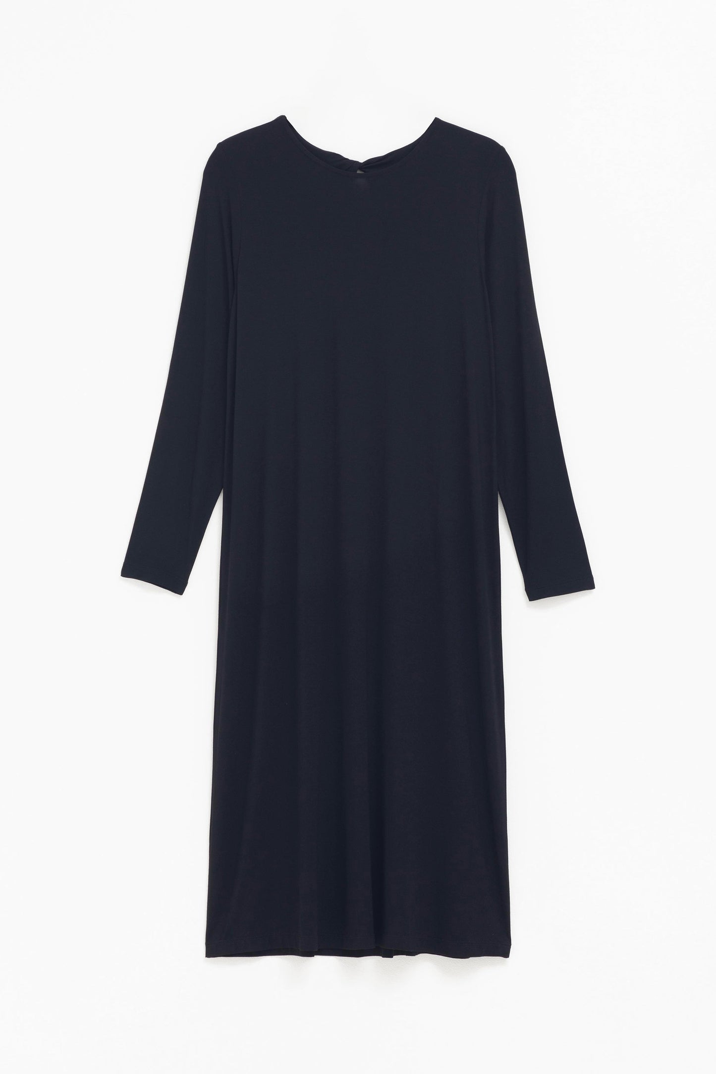 Torce Twist Back Long Sleeve Midi Jersey Dress Front | BLACK