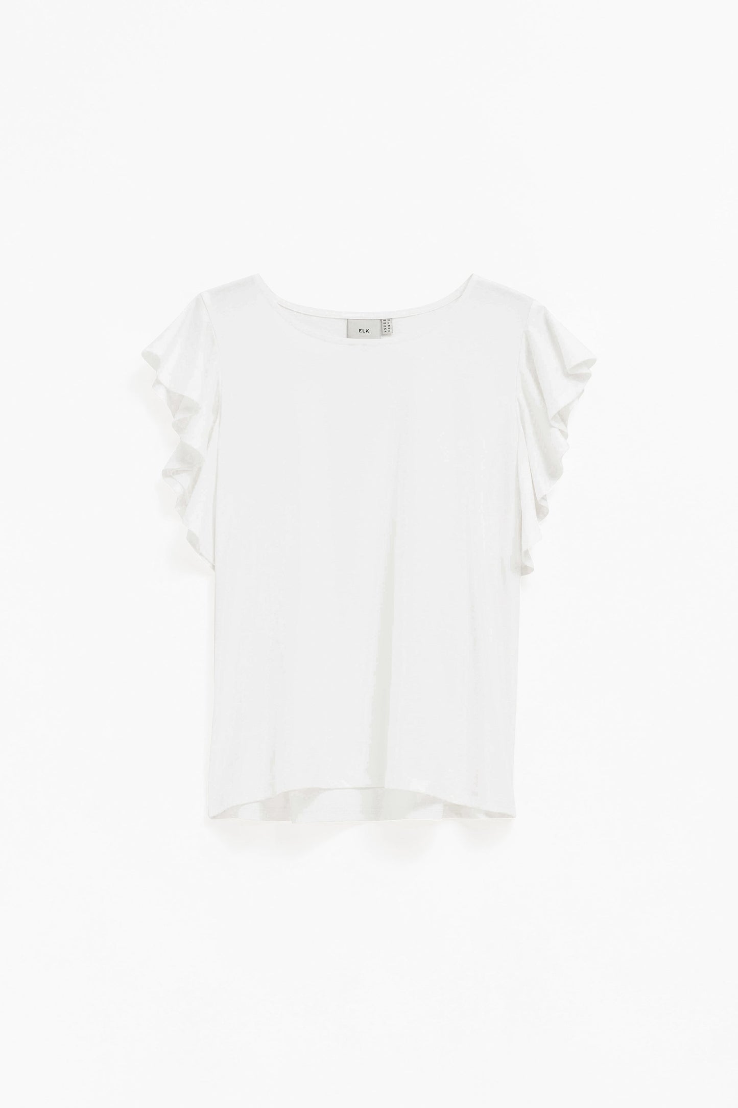 Kalen Organic Cotton Jersey Ruffle Sleeve Top Front | WHITE