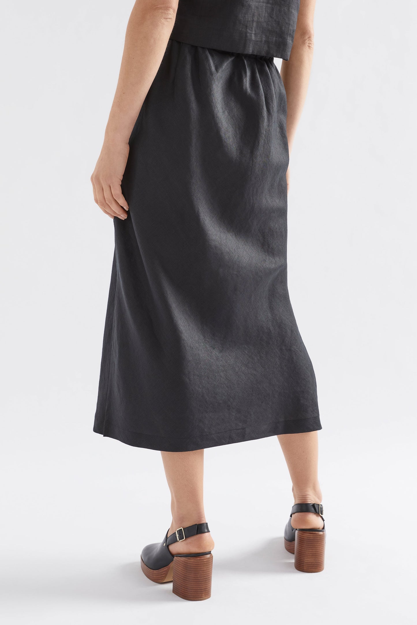 Stilla Midi Pencil Skirt with Side Splits Model Back | BLACK