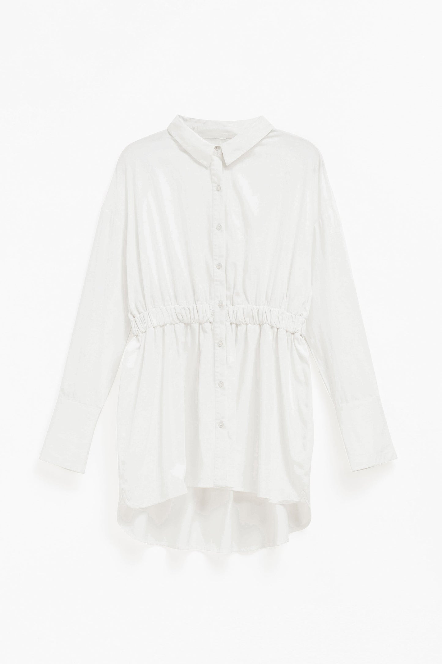 Suora Organic Cotton Elastic Waist Shirt front | WHITE