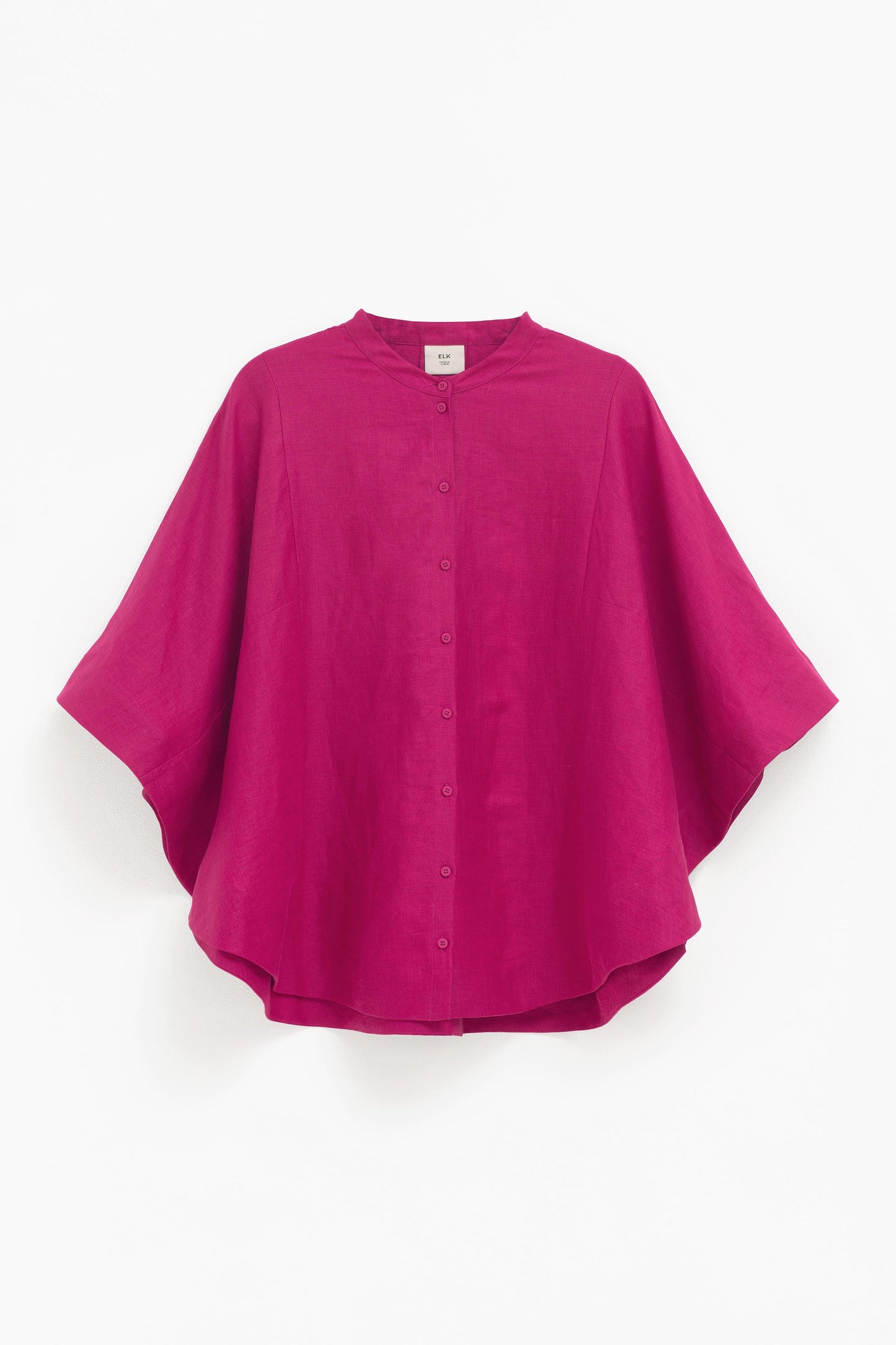 Elev Linen Cape-style Shirt Front | BRIGHT PINK