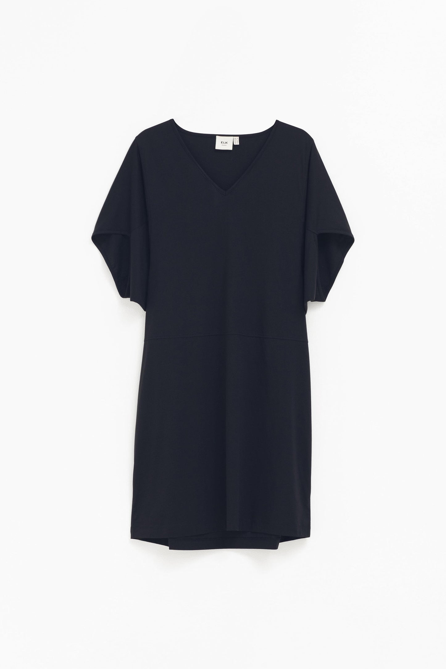 Nid Organic Cotton Jersey V-neck Dress Front | BLACK
