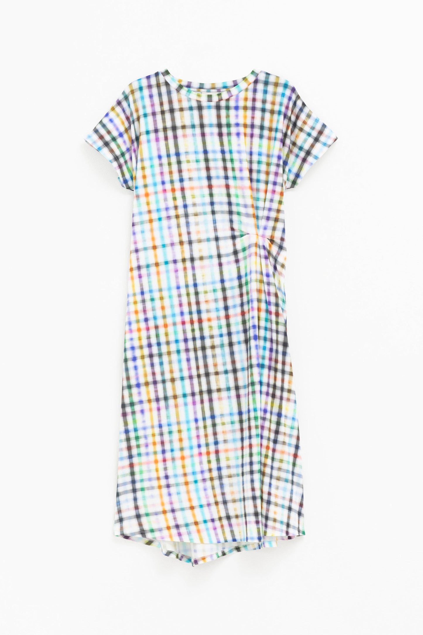 Bodil Organic Cotton Jersey Asymmetric Gathered Tee Dress Front | HOLJA CHECK