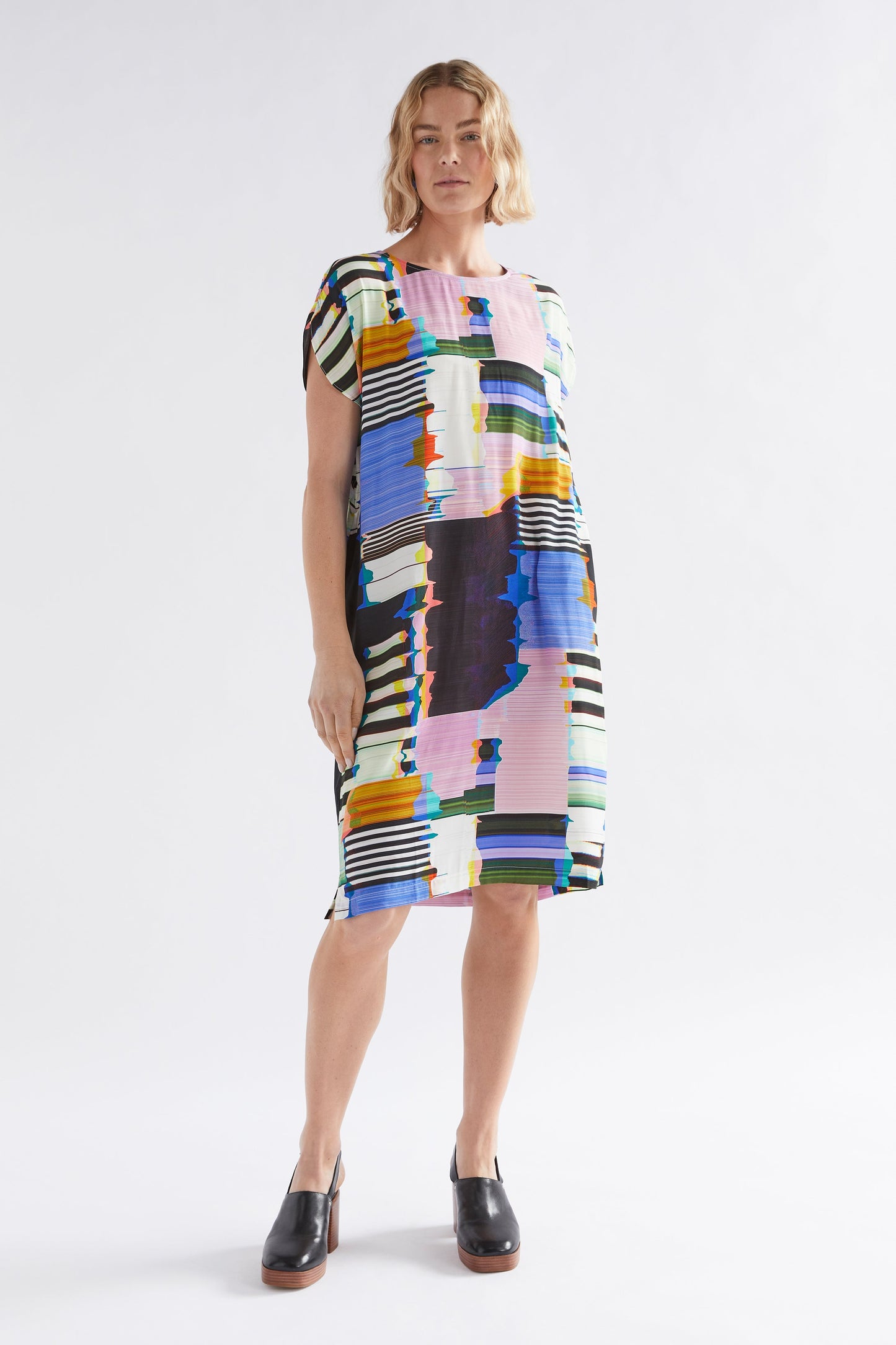 Berg Short Print Dress Model Front | GLITCH PRINT