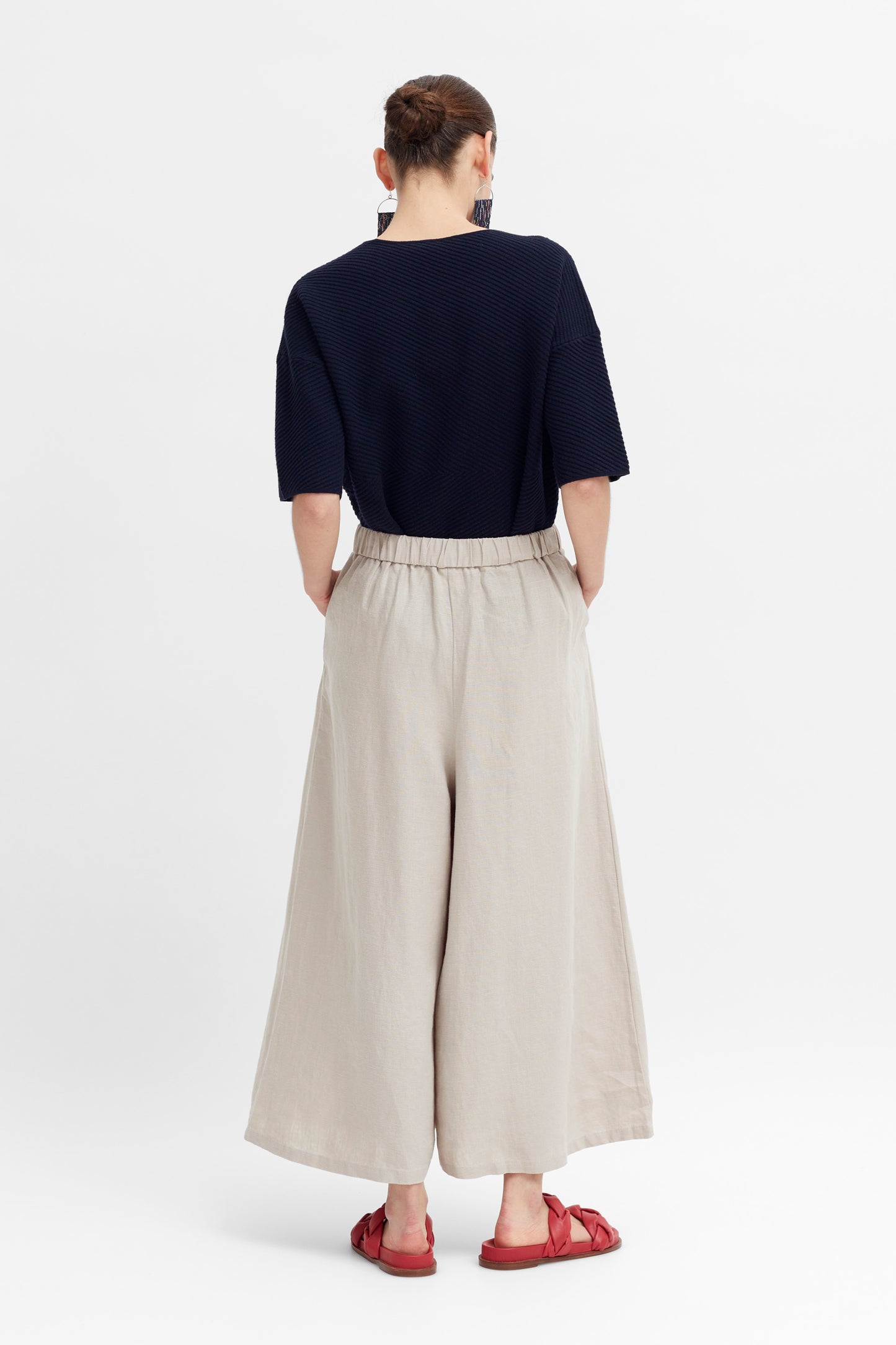 Dahme French Linen Wide Leg Pant Model Back Styled | FLAX