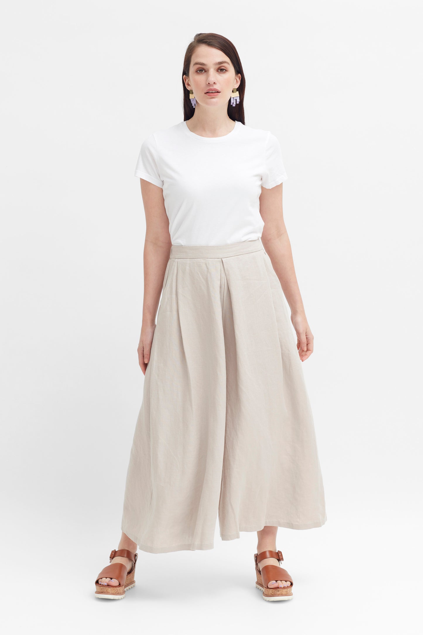 Dahme French Linen Wide Leg Pant Model Front | FLAX