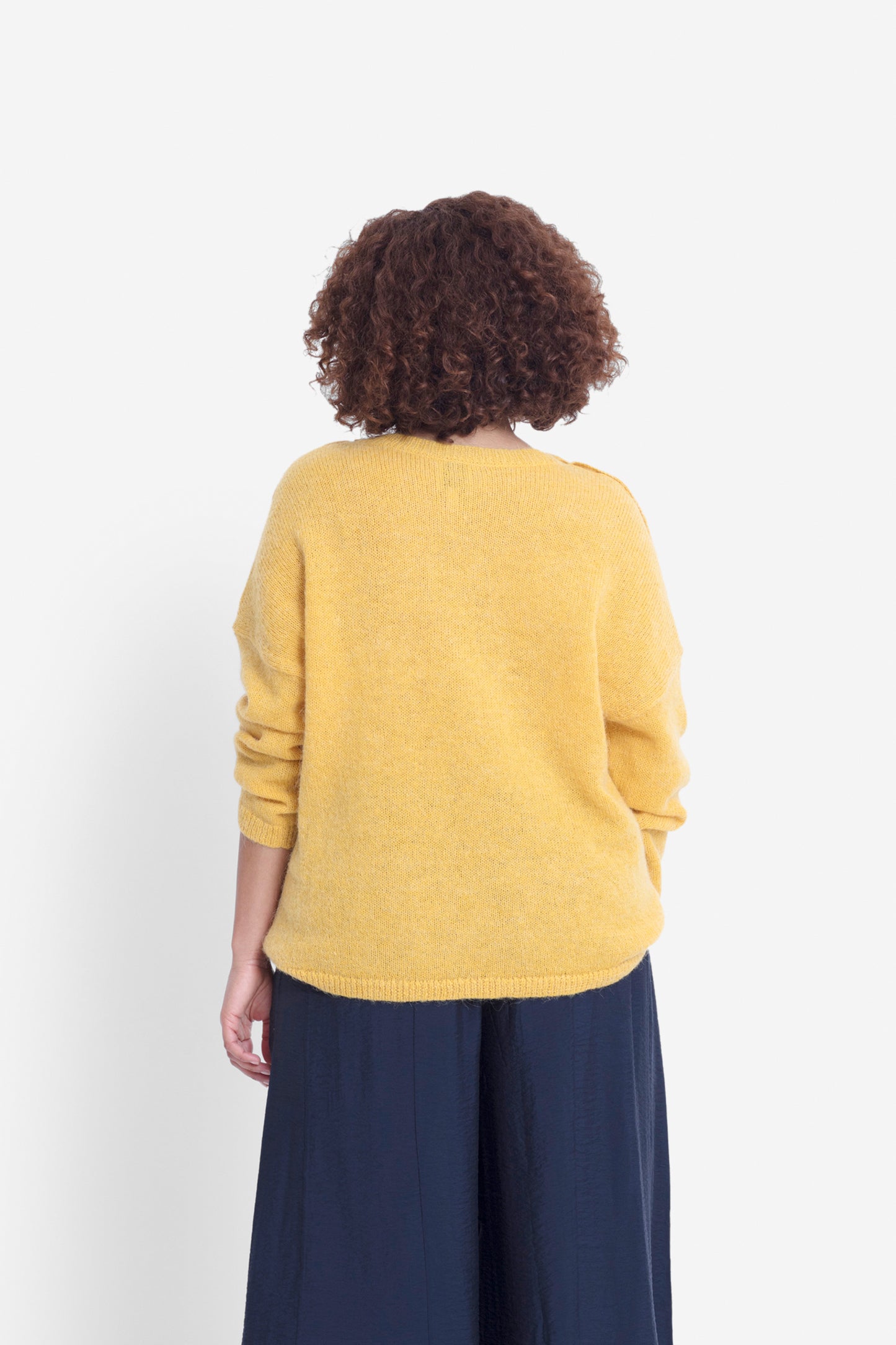 Carita Long Sleeve Ultra-Soft Sweater Model Back | Daffodil