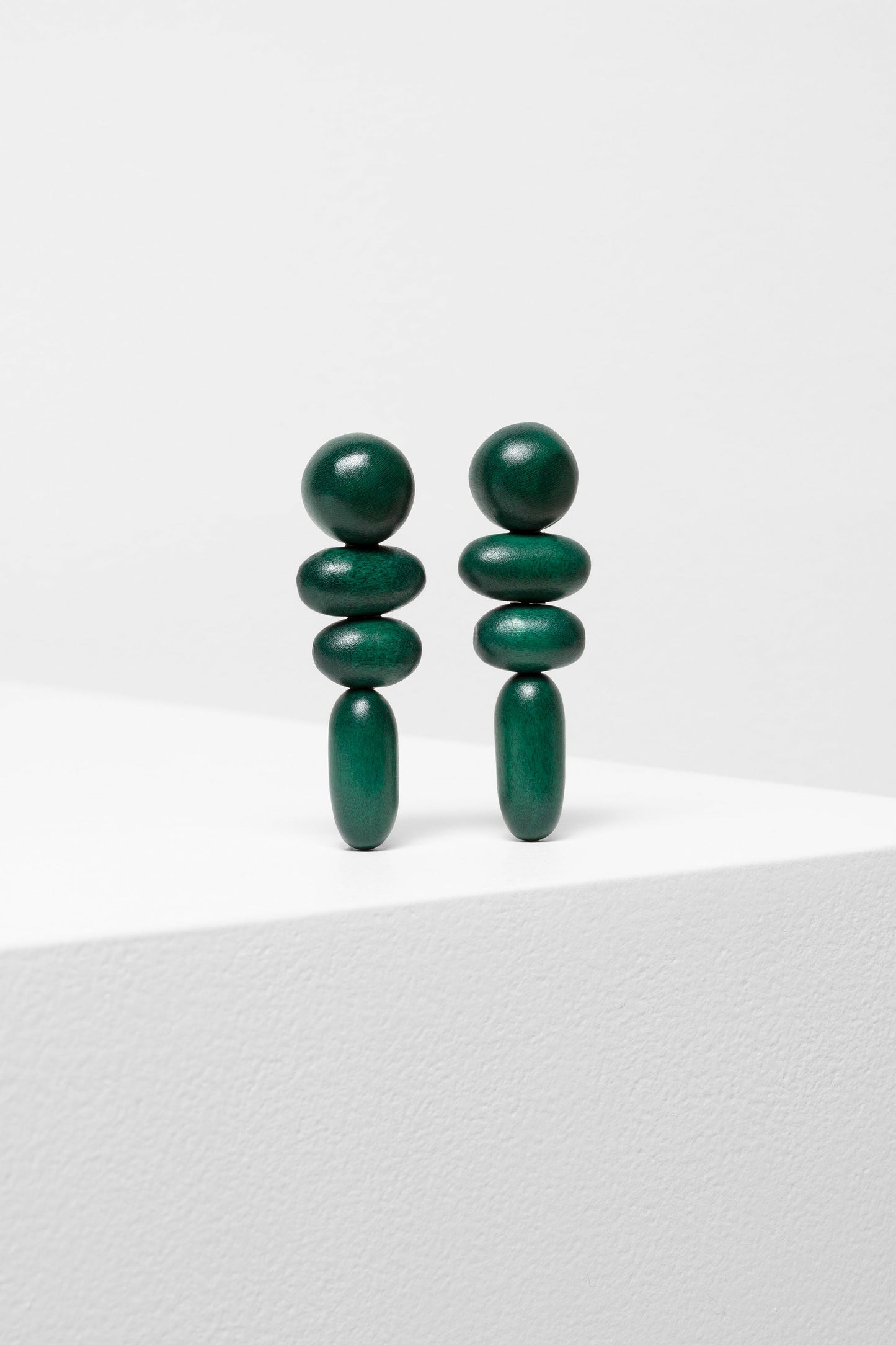 Harno Wooden Bead Stacked Statement Earring | ALOE GREEN