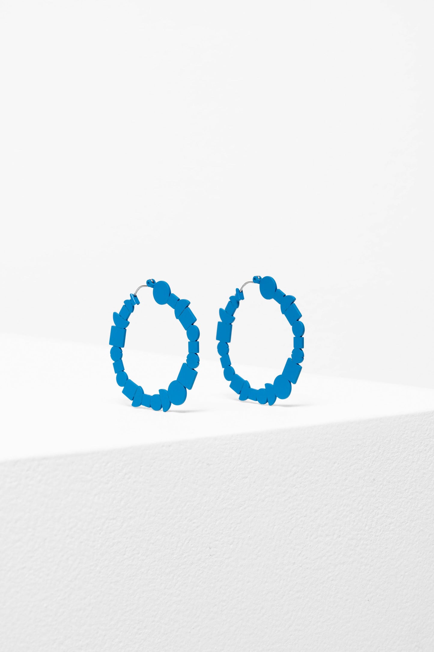 Gards Colour Coated Geometric Disc Hoop Earring SEA BLUE