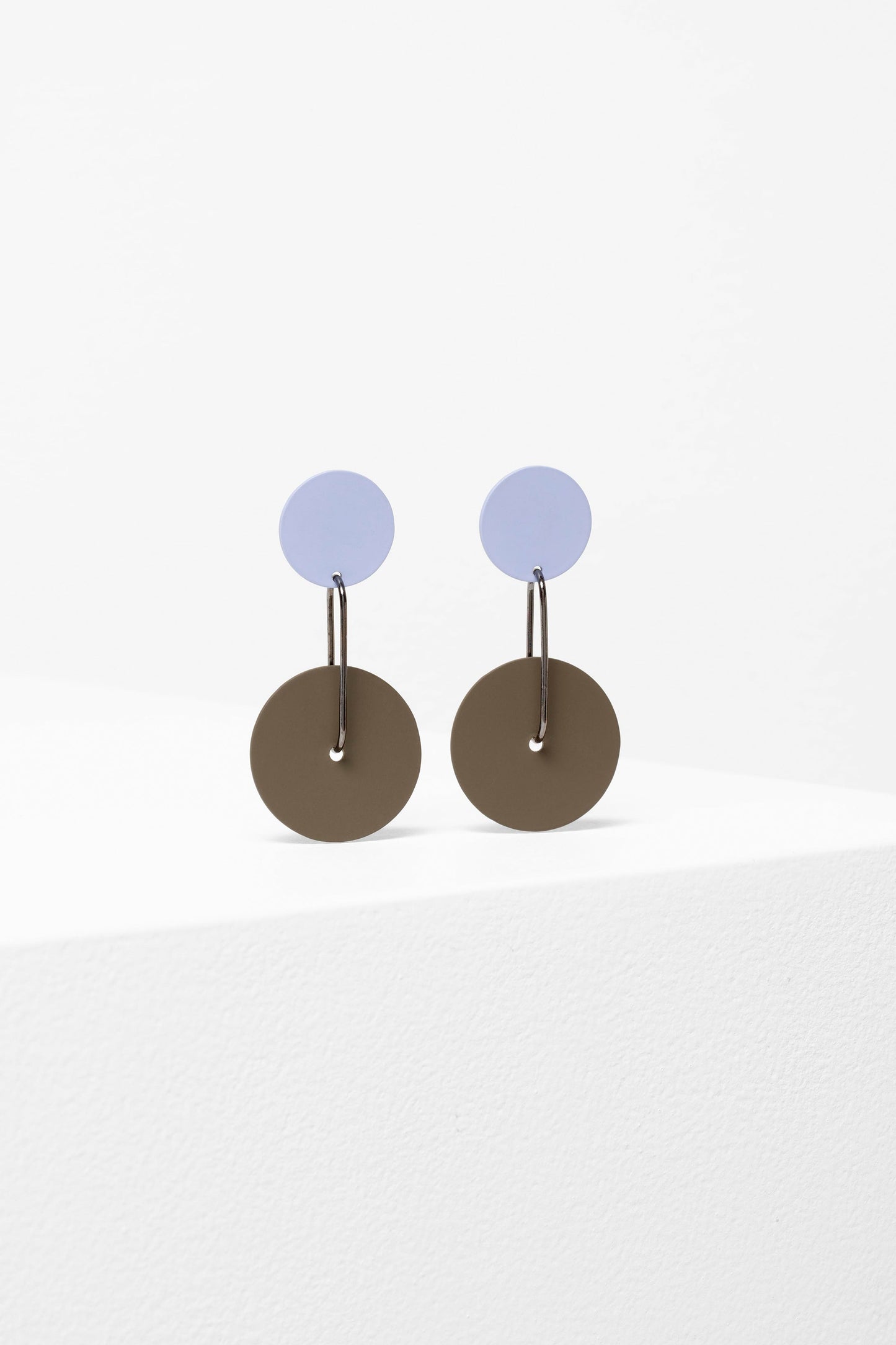 Obbe Colour Coated Metal Double Disc Drop Earring | OLIVINE