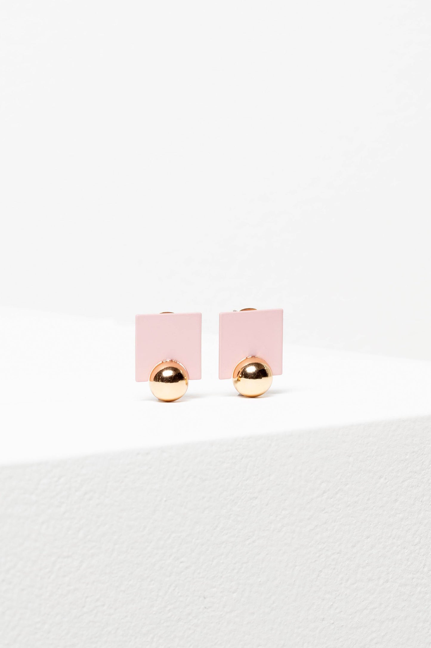 Indir Square Stud with Metal Bead Earring FLOSS PINK