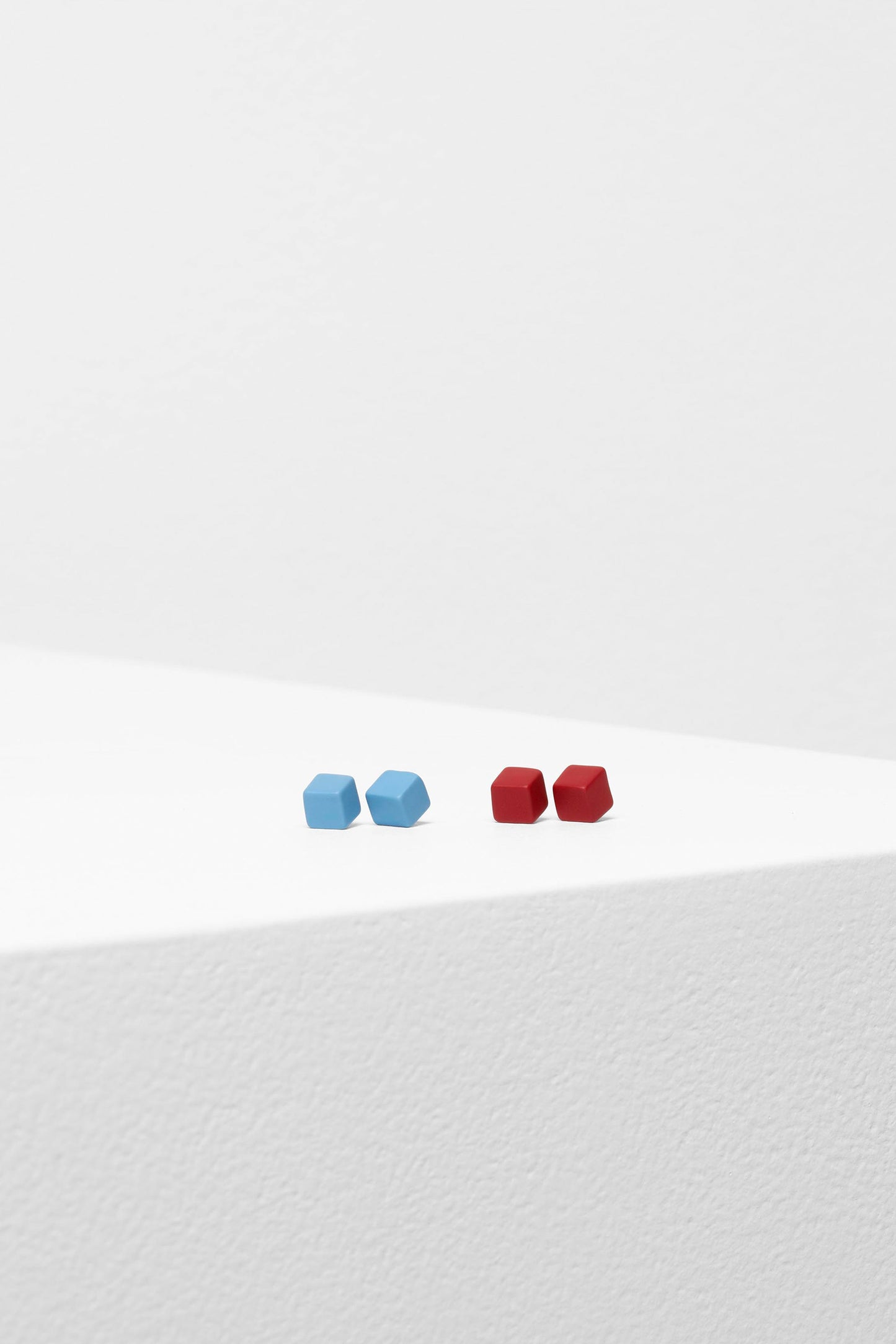 Solle Colour Coated Small Cube Stud Set Earrings | RED