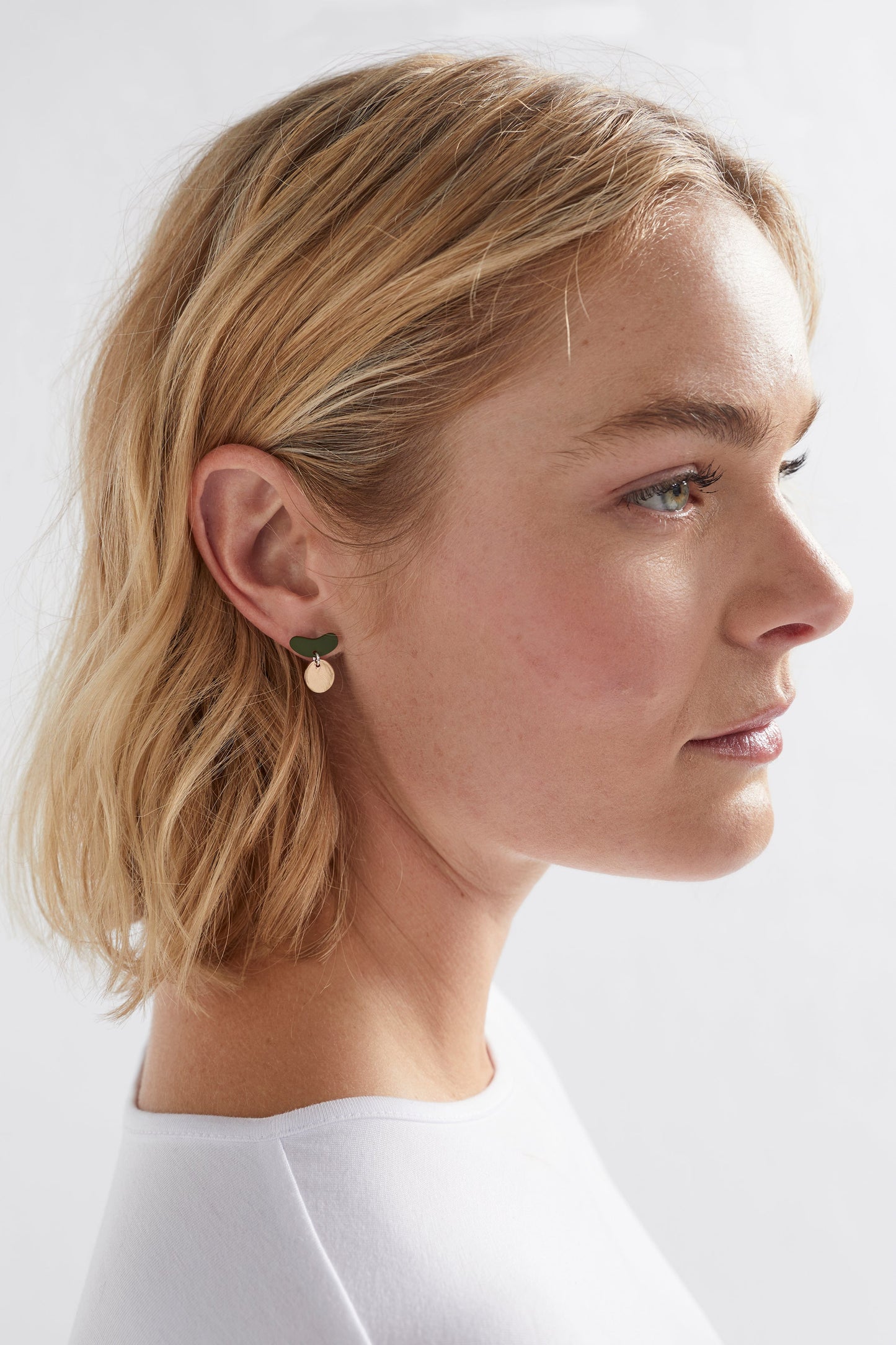 Colda Colour Coated Asymmetrical Stud Drop Small Earring model crop | ROSE GOLD