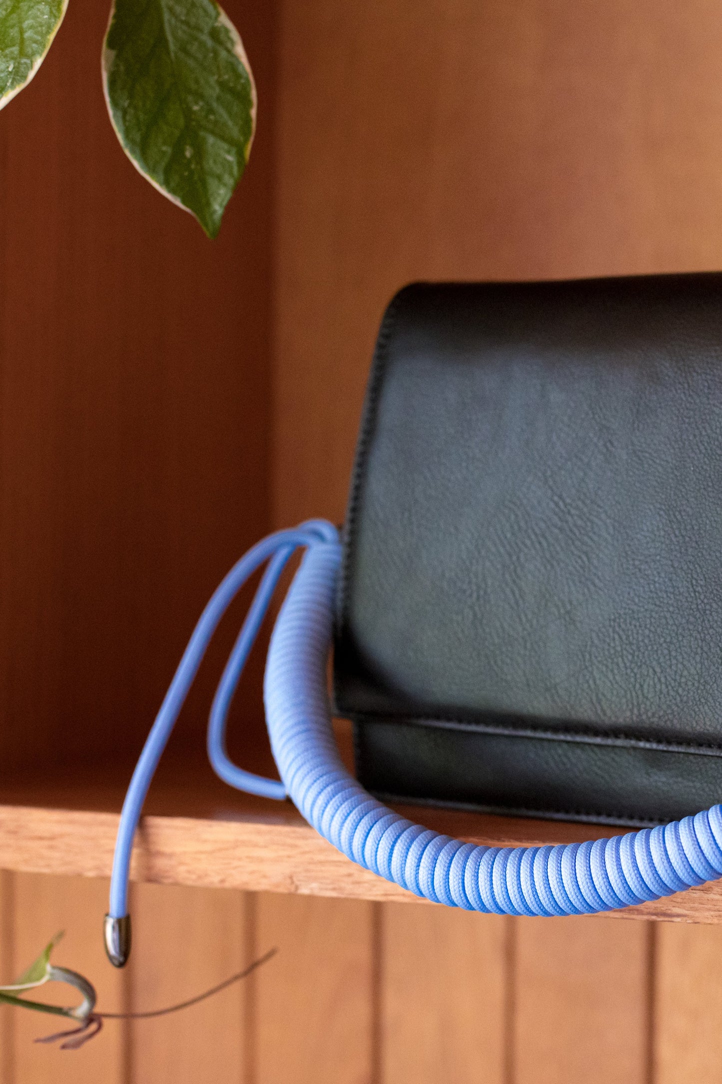 Johto Vegan Leather and Recycled Material Crossbody Handbag Detail 2 BLACK