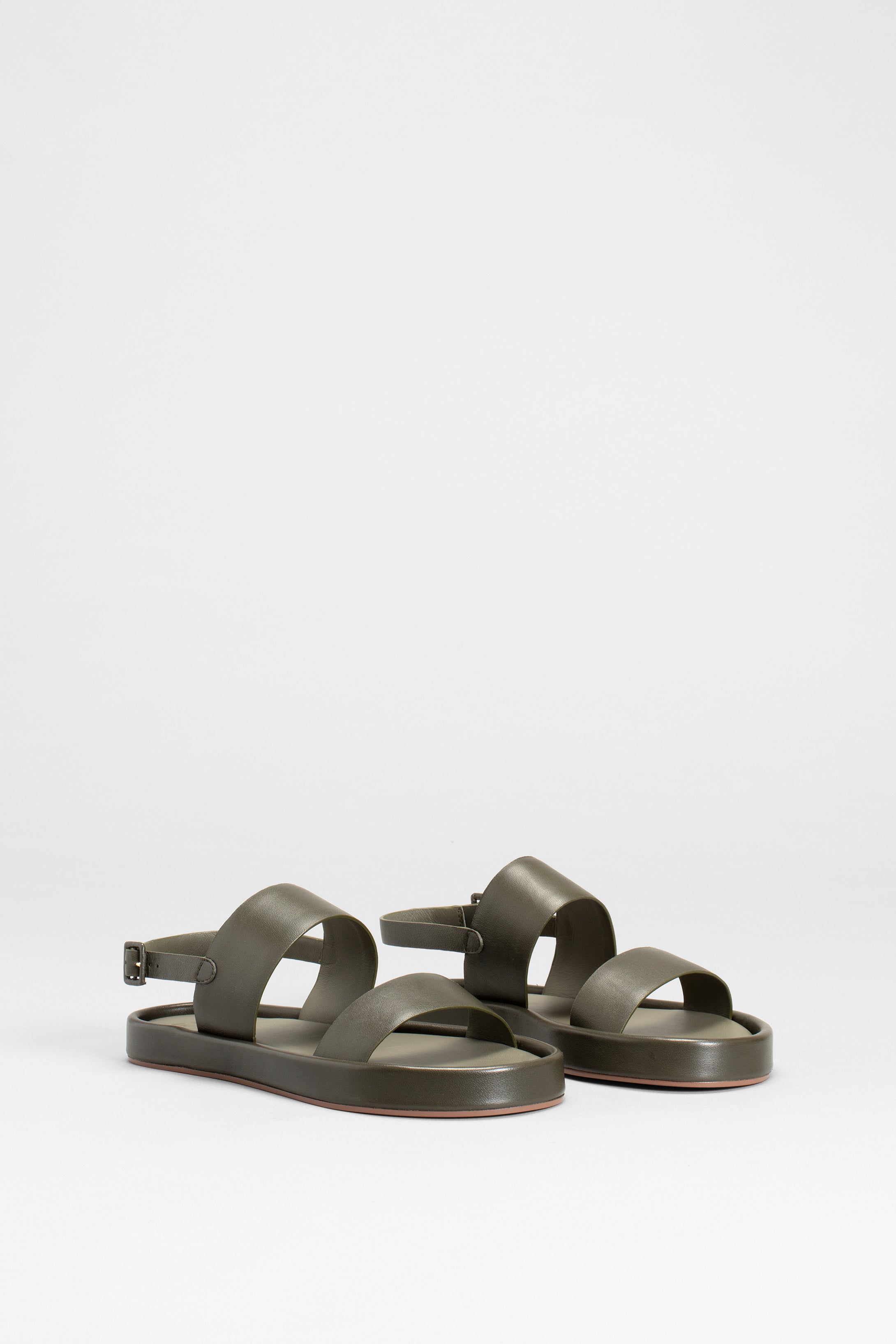 Seyta Leather Sandal Angled Front | OLIVE