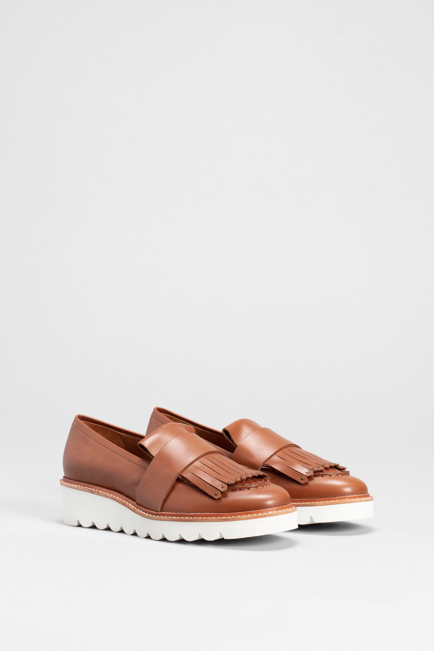 Vinna Chunky Leather Loafer Angled Front | RICH TAN