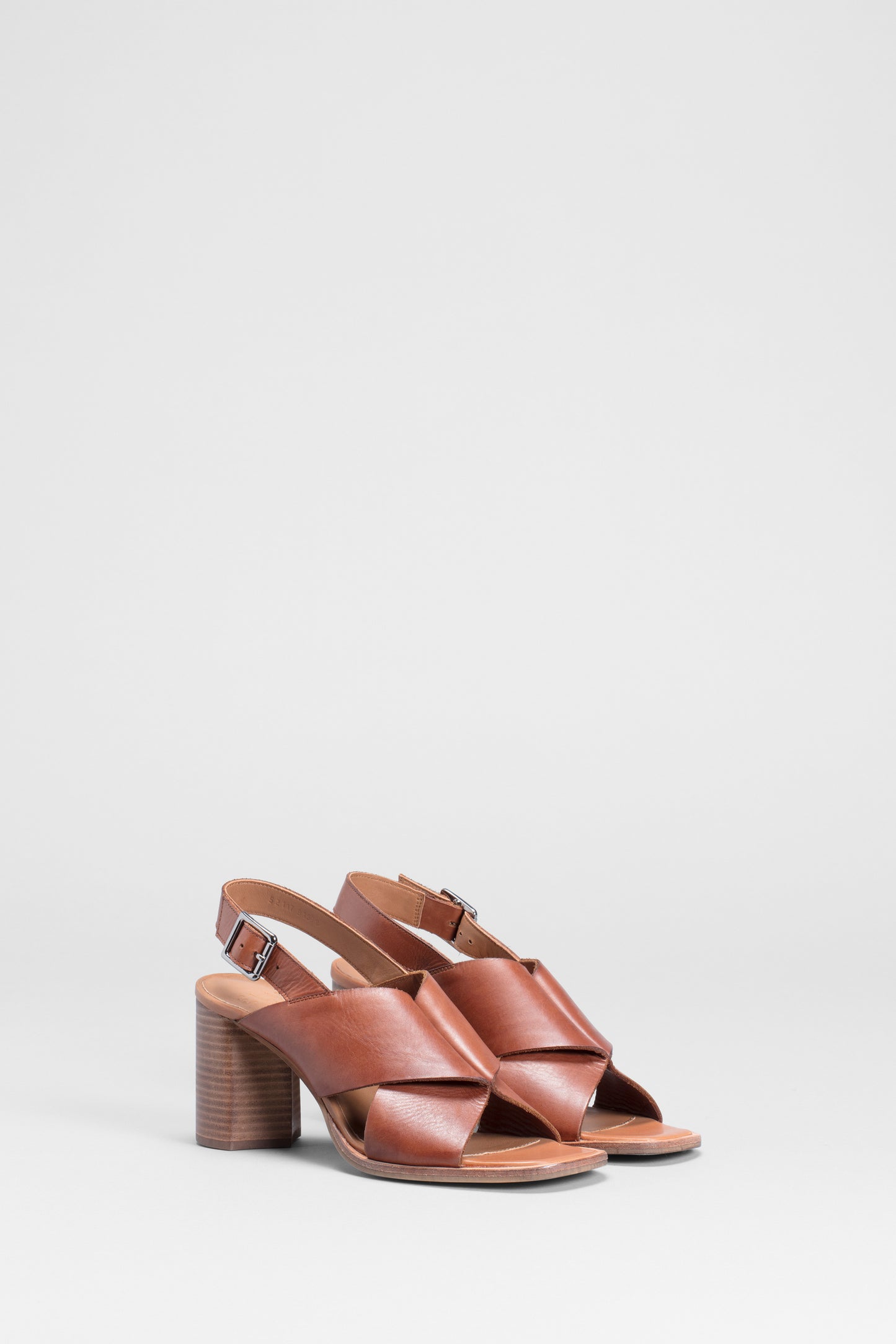 Agata Block Heeled Leather Sandal Side Front TAN