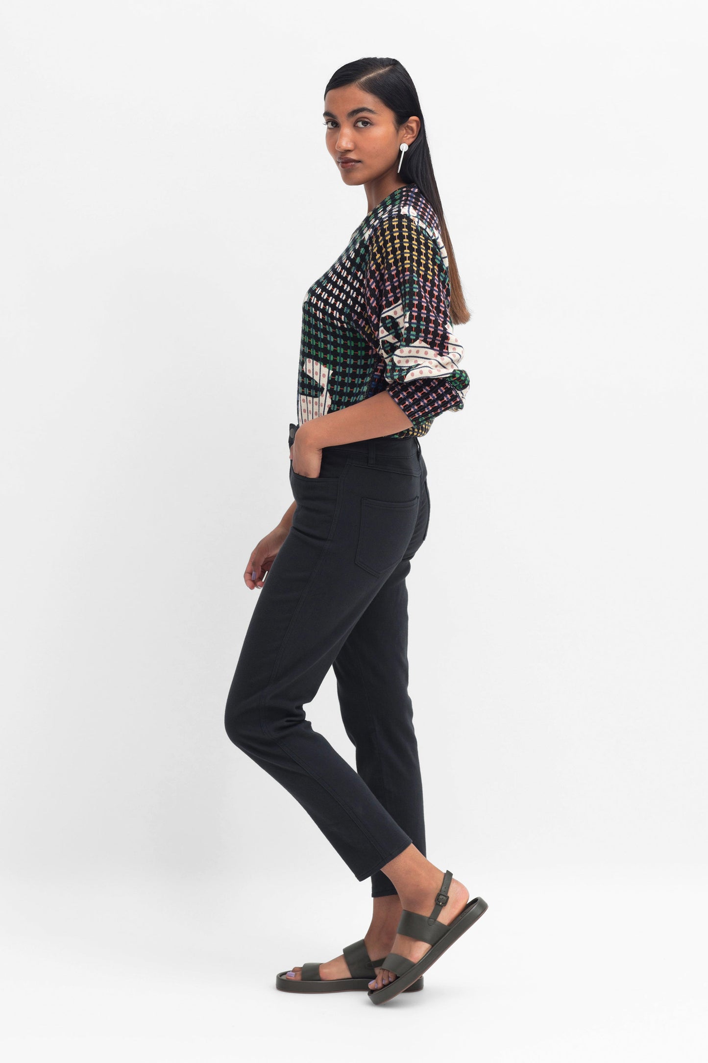 Ilka Organic Cotton Slim Fit Stretch Jean Model Side | LIQUORICE