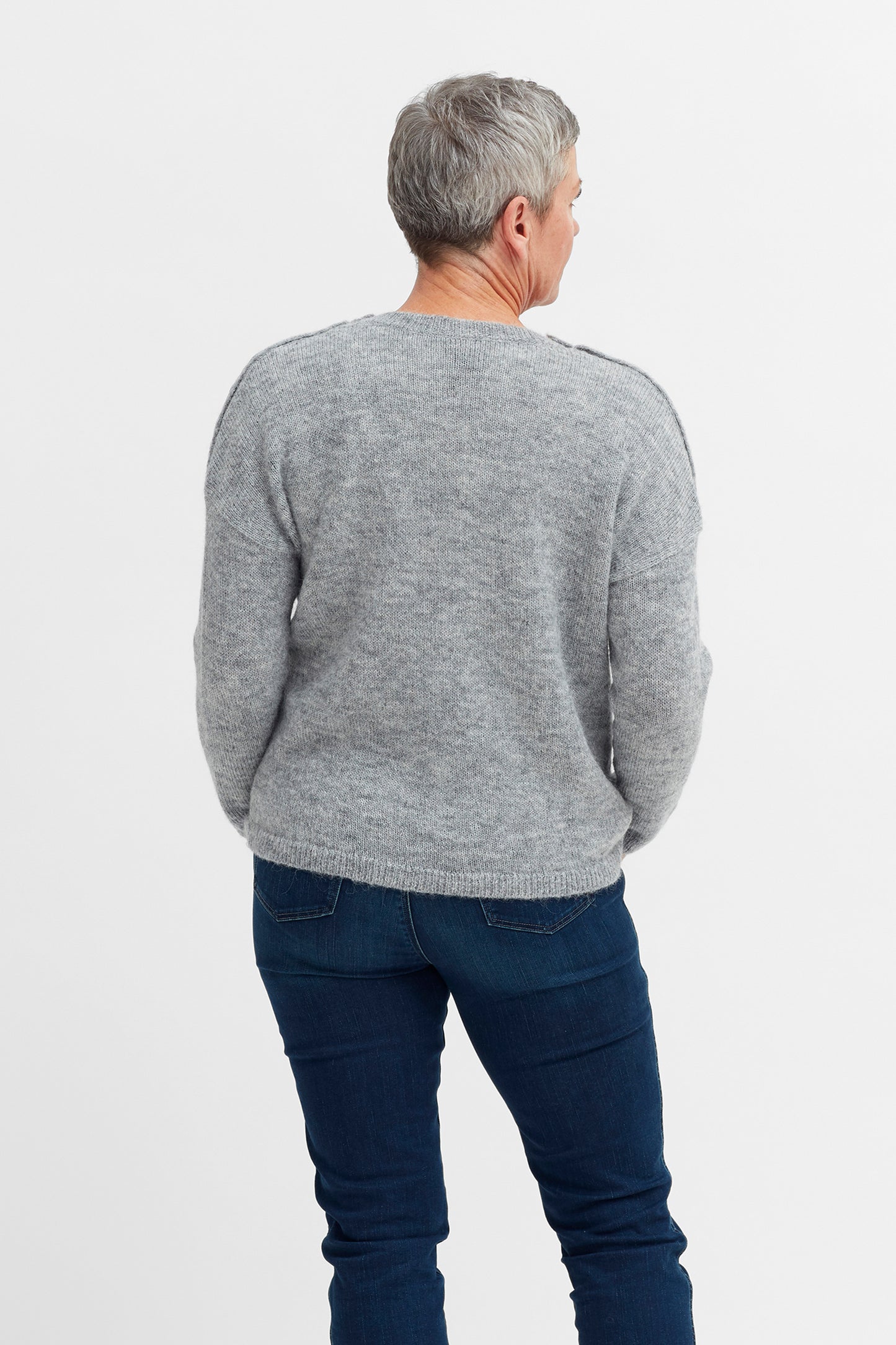 Carita Long Sleeve Ultra-Soft Sweater Model Front | Grey