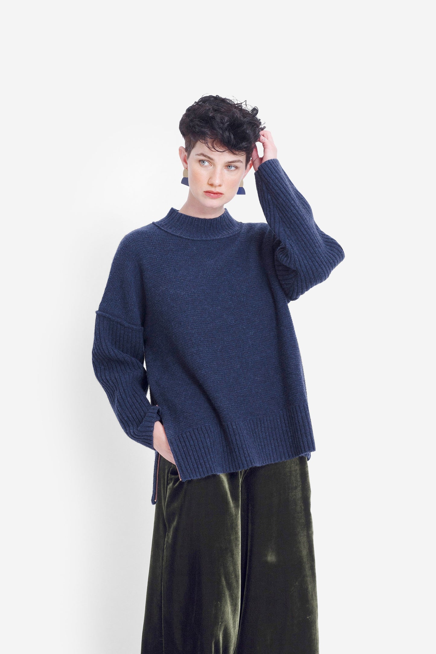 Eryka Turtle Neck Knit Sweater Model Front | DENIM