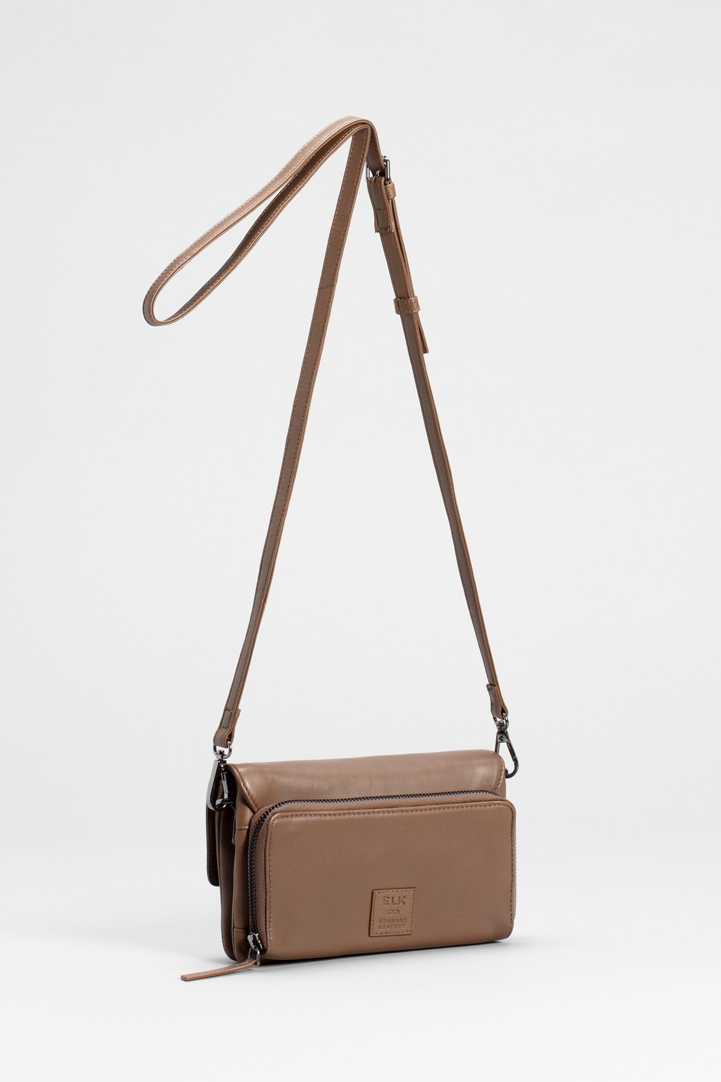 Kaira Remnant Leather Cross Body Bag Back | TABACCO
