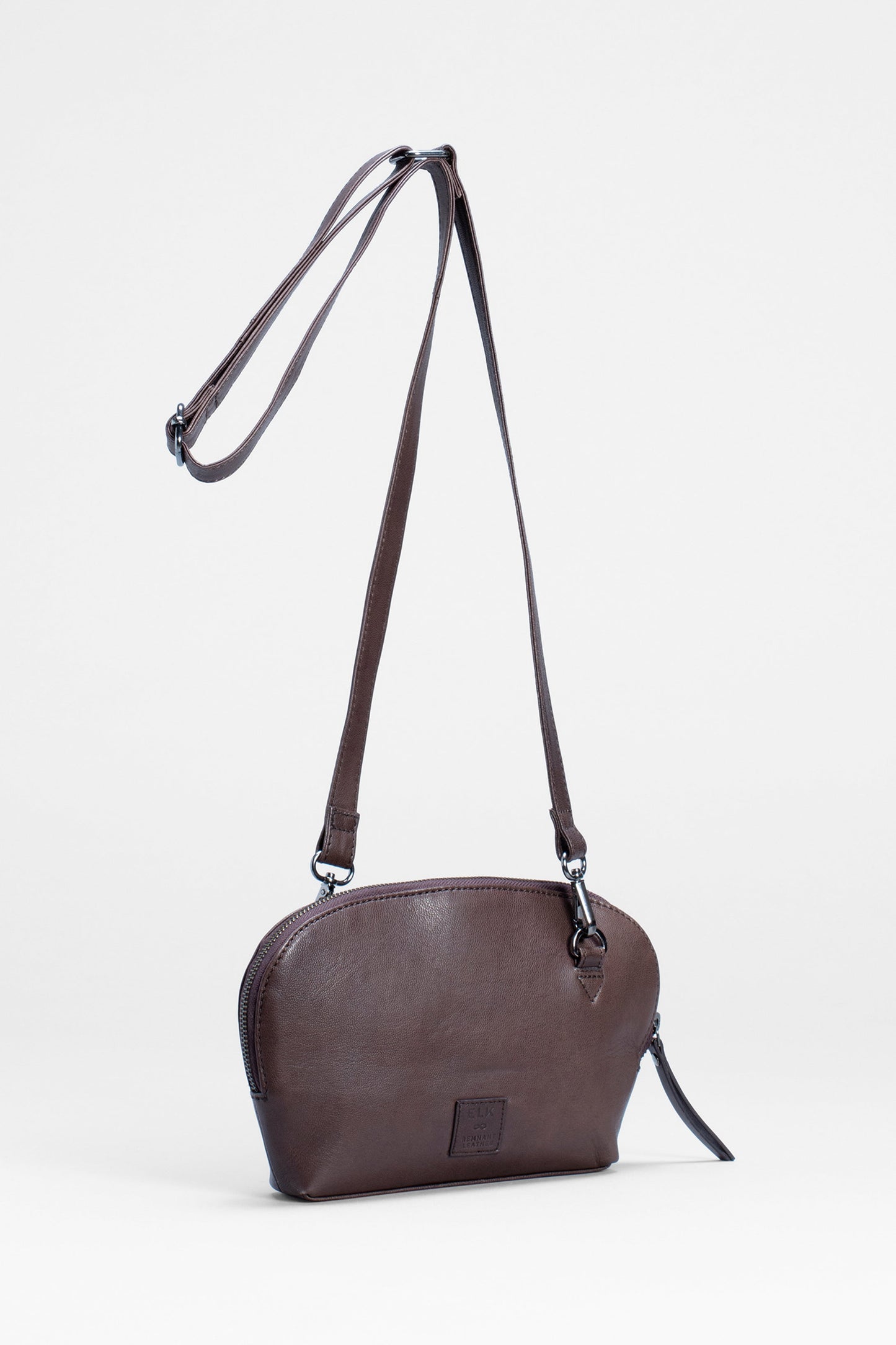 Lotte Cross-Body Remnant Leather Small Bag Back | CHOCOLATE