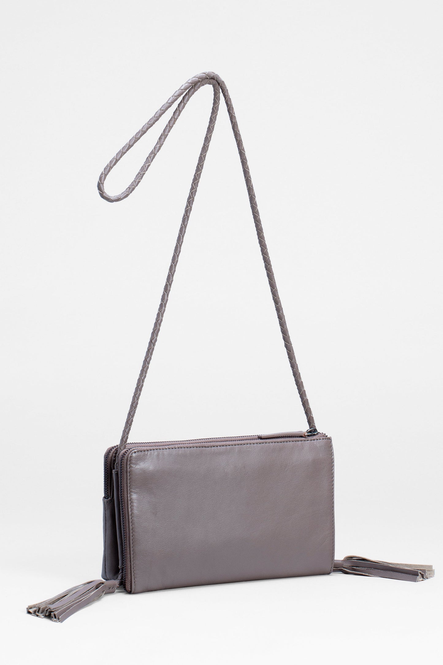 Kandis Remnant Leather Bag With Tassel Back | TAUPE