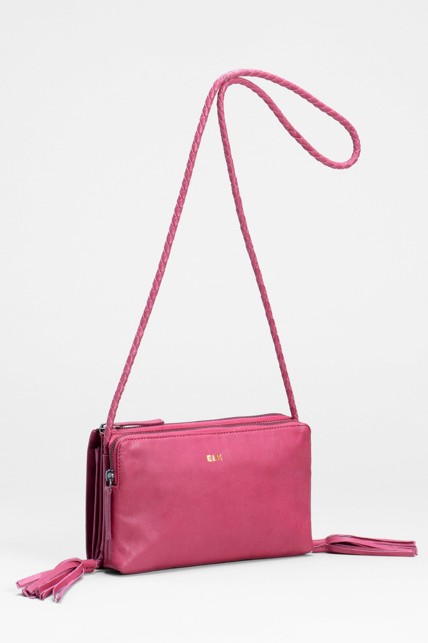 Kandis Remnant Leather Bag With Tassel Front | CHERRY