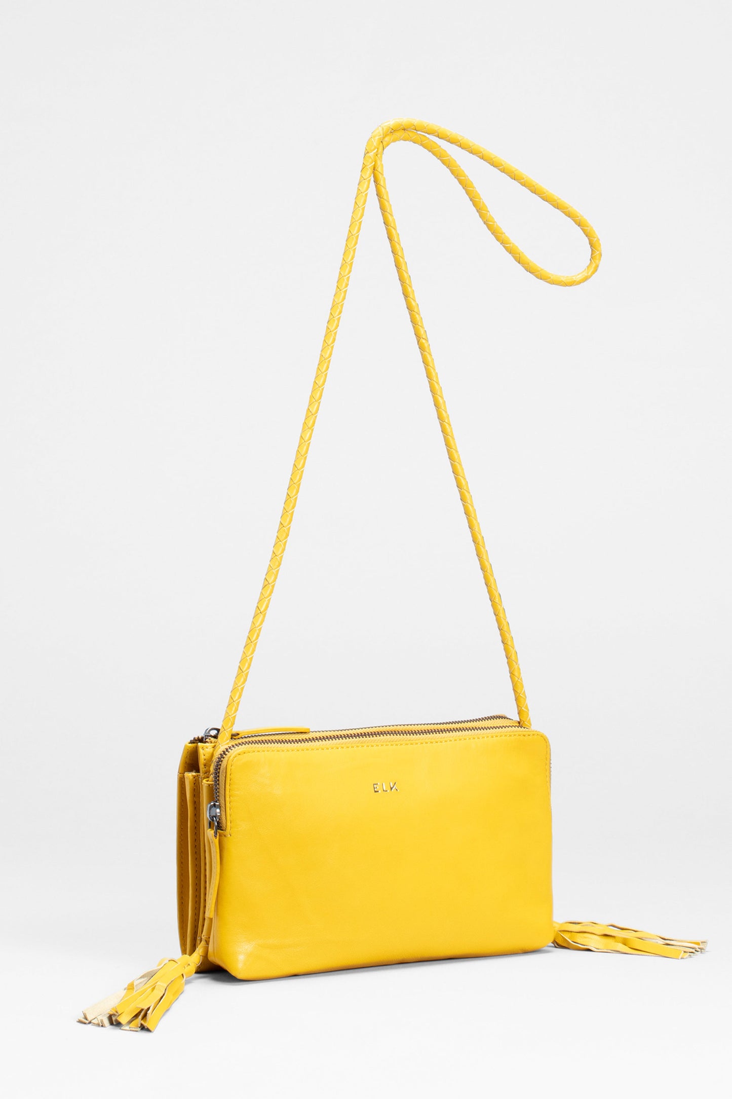 Kandis Remnant Leather Bag With Tassel Front | YELLOW