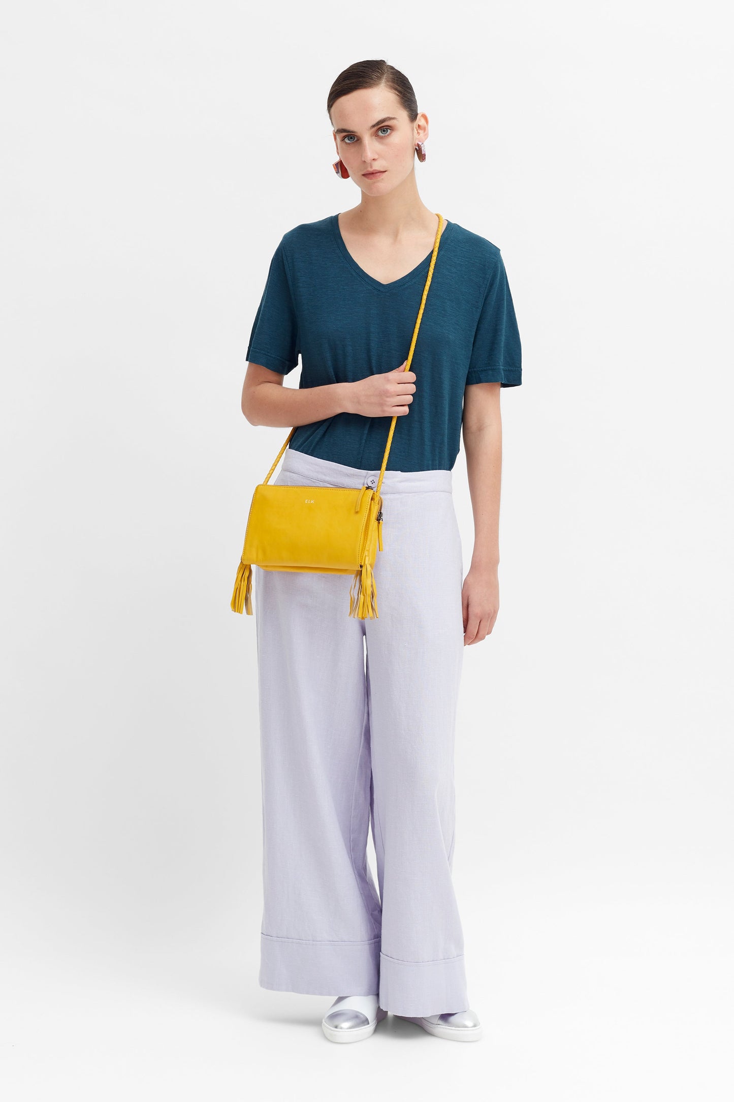 Kandis Remnant Leather Bag With Tassel Model | YELLOW