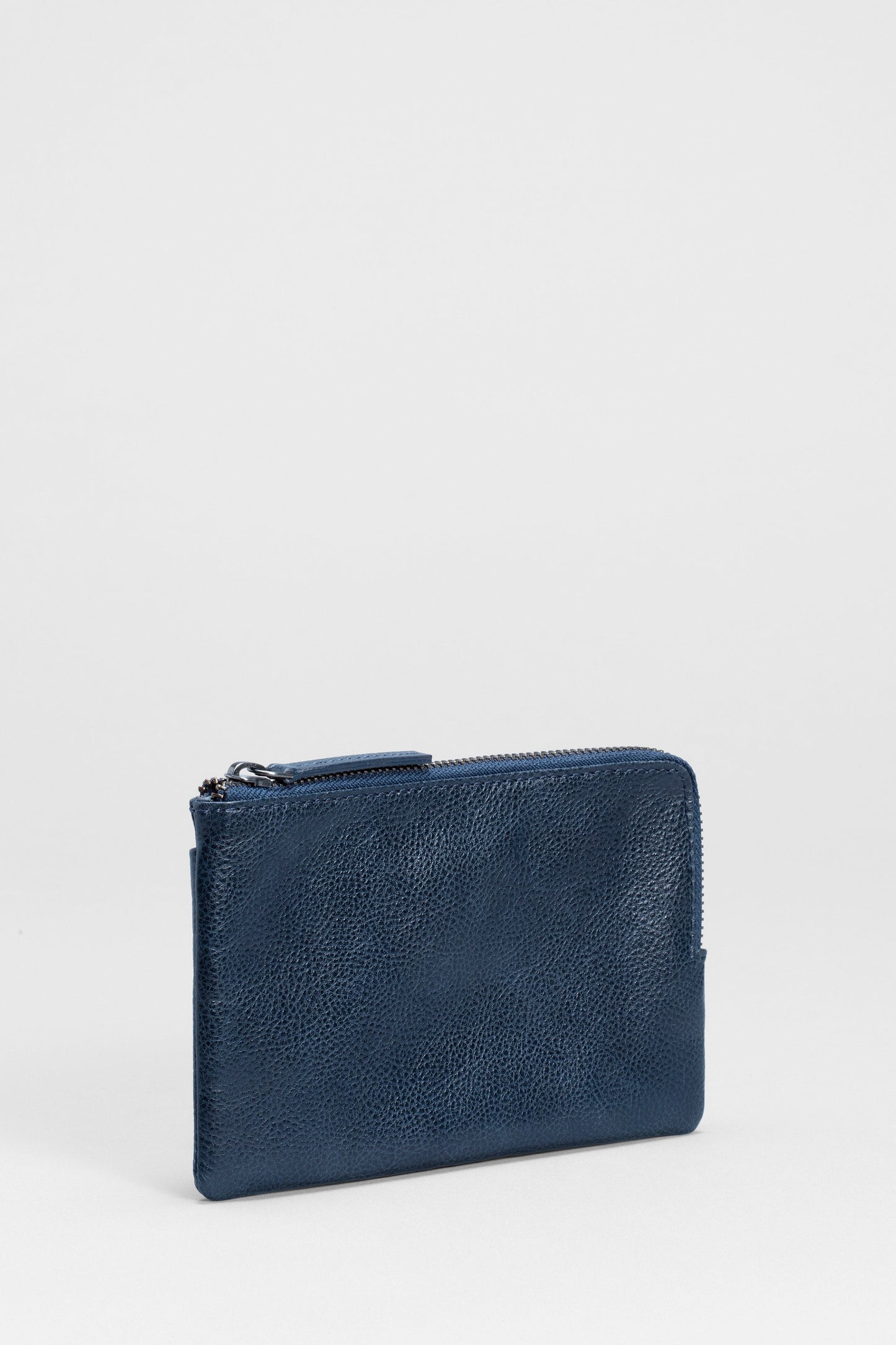 Kaia Zip Remnant Cow Leather Coin Purse Pouch Front | NAVY