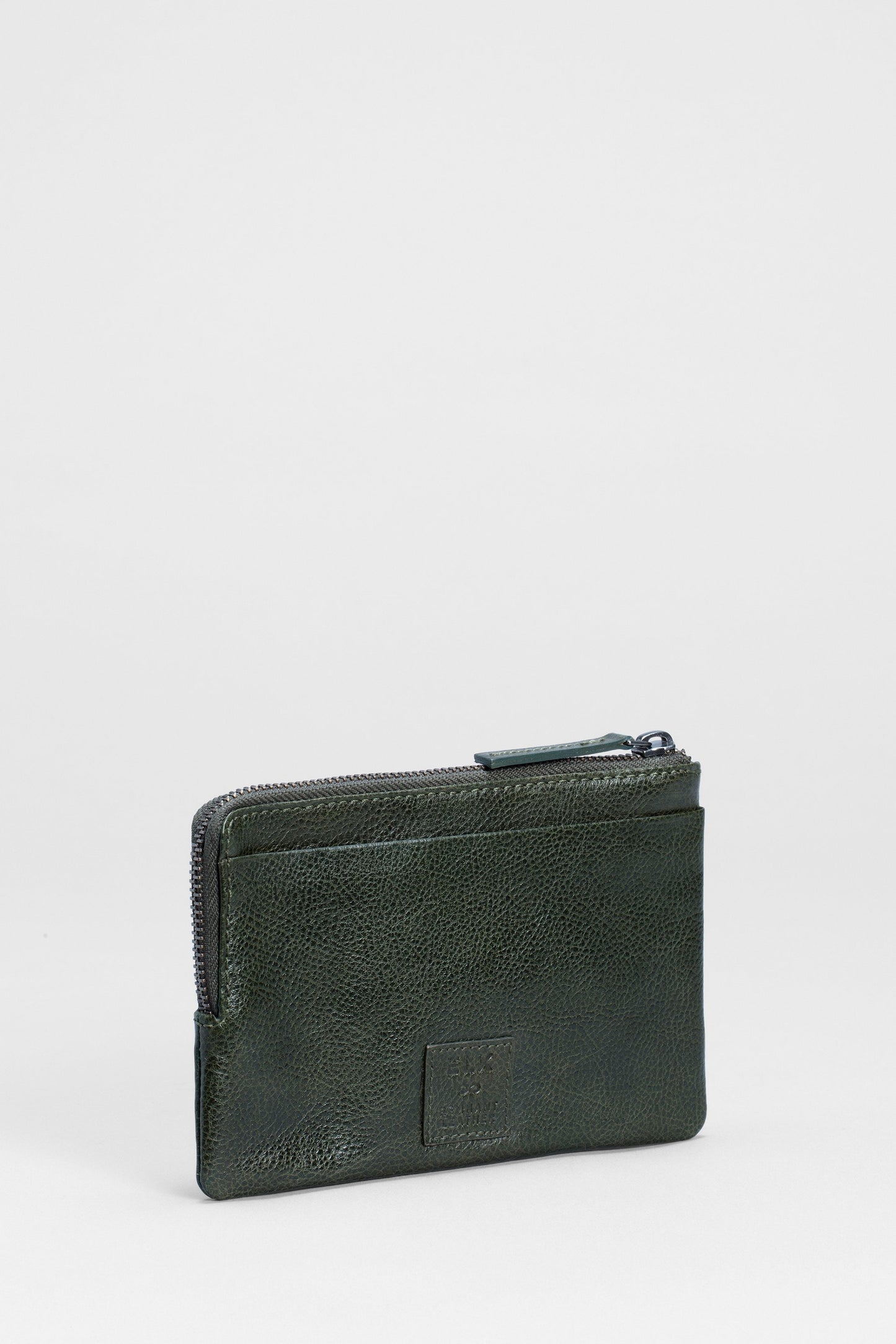 Kaia Zip Remnant Cow Leather Coin Purse Pouch Back | OLIVE
