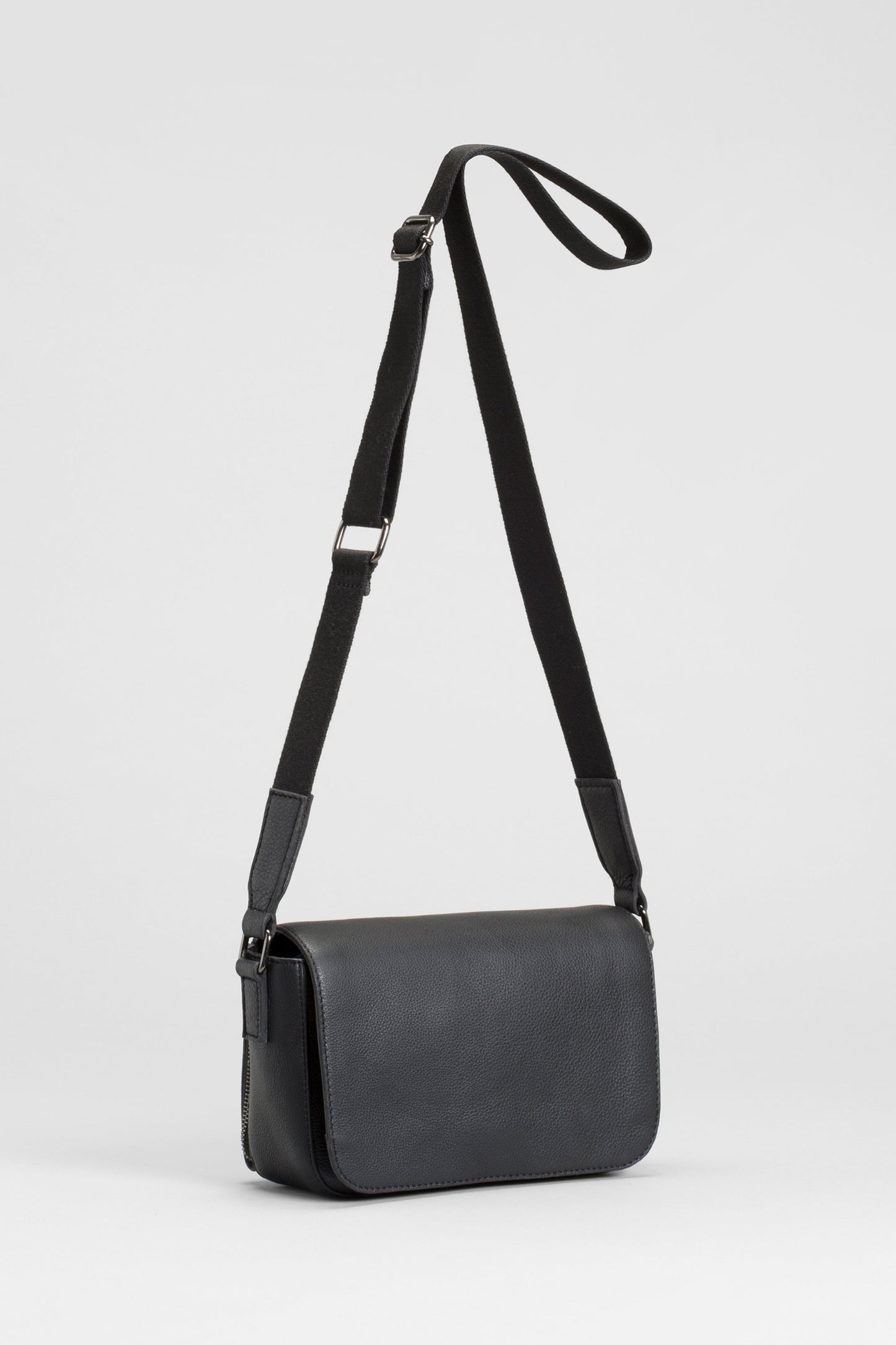 Kurer Remnant Leather Adjustable Cross body Hand Bag Front | BLACK