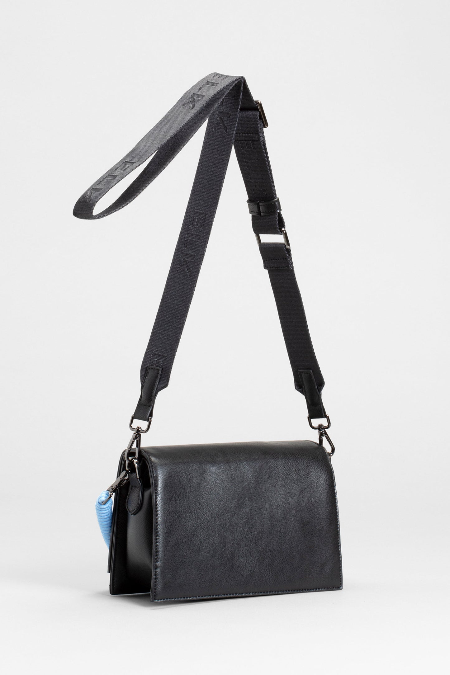 Johto Vegan Leather and Recycled Material Crossbody Handbag back BLACK