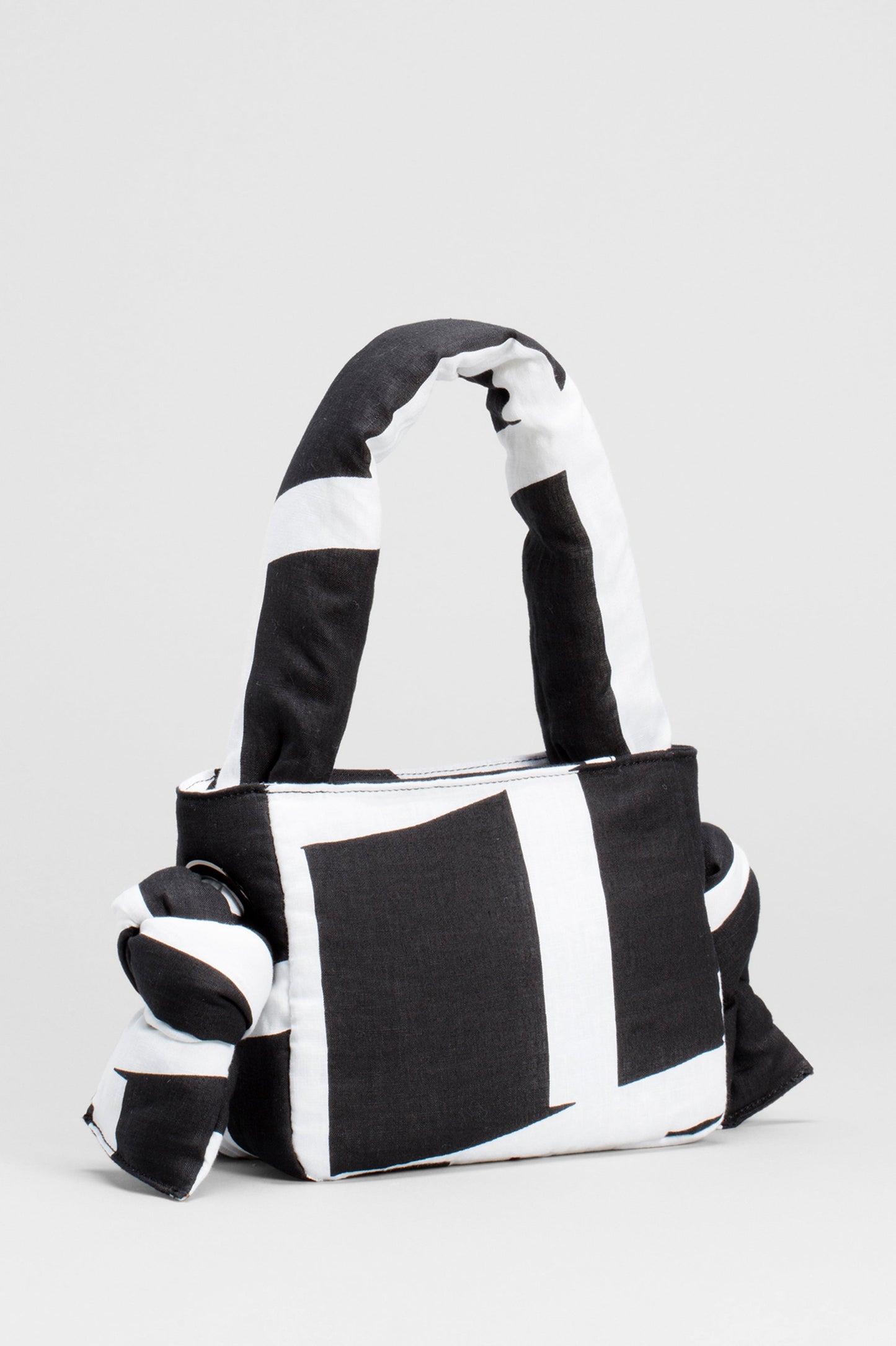 Ronde French Puffer Statement Print Mini Bag Front BLACK WHITE ALSKAR PRINT