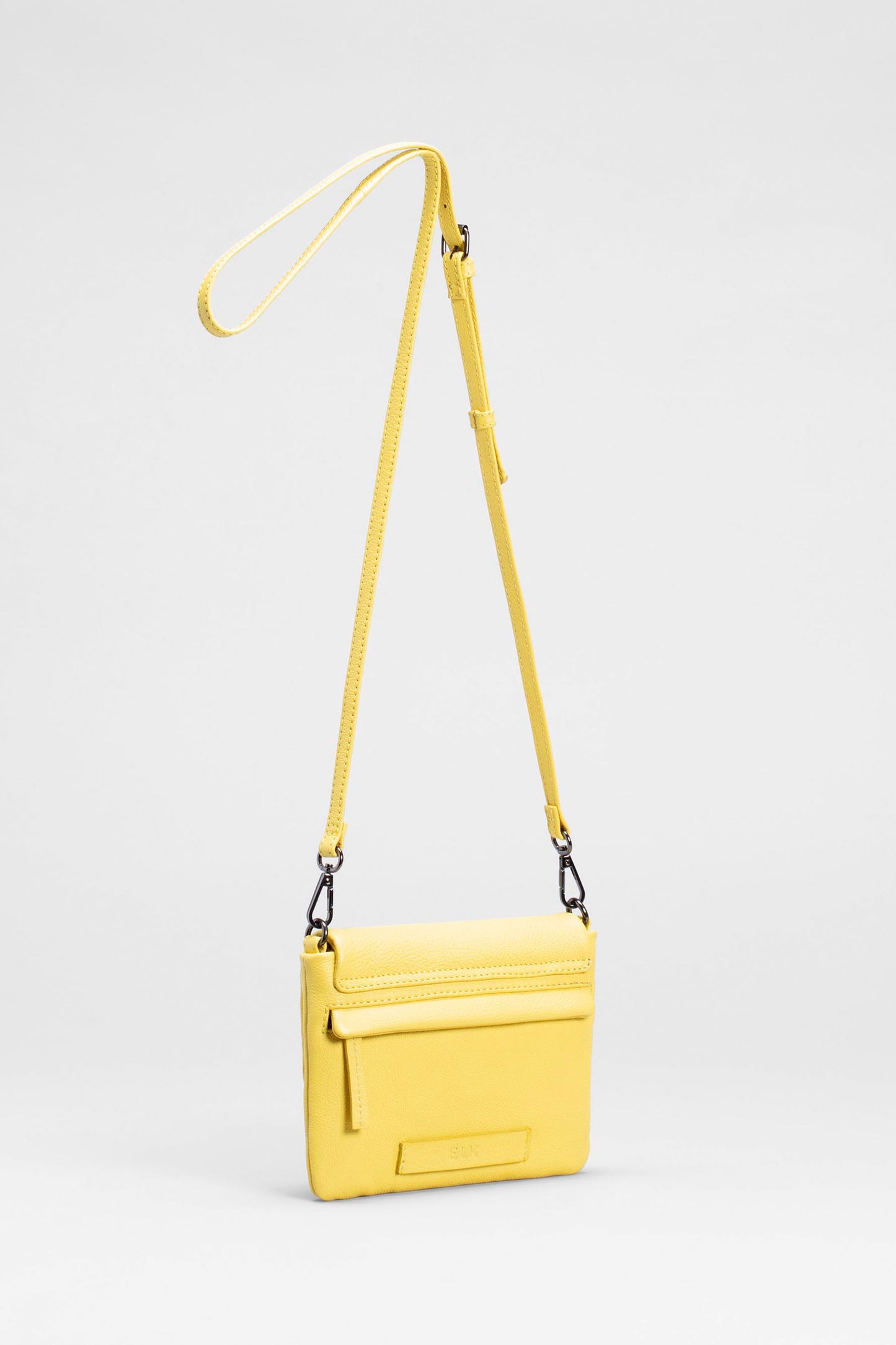 Liten Small Leather Cross Body Bag with Curved Flap Back | YELLOW