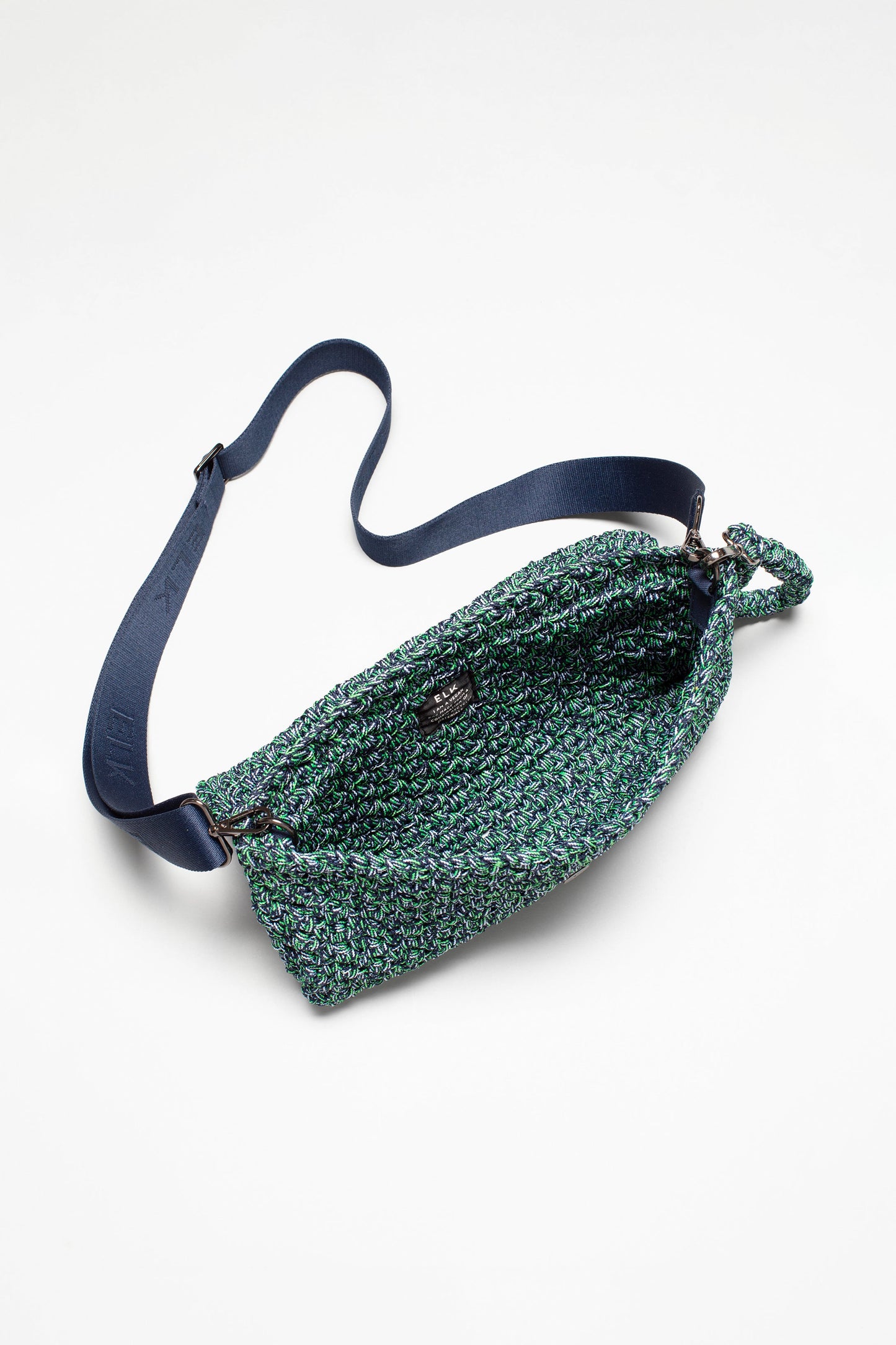 Koy Woven Recycled Polyester Clutch Bag Front Strap Internal  | NAVY