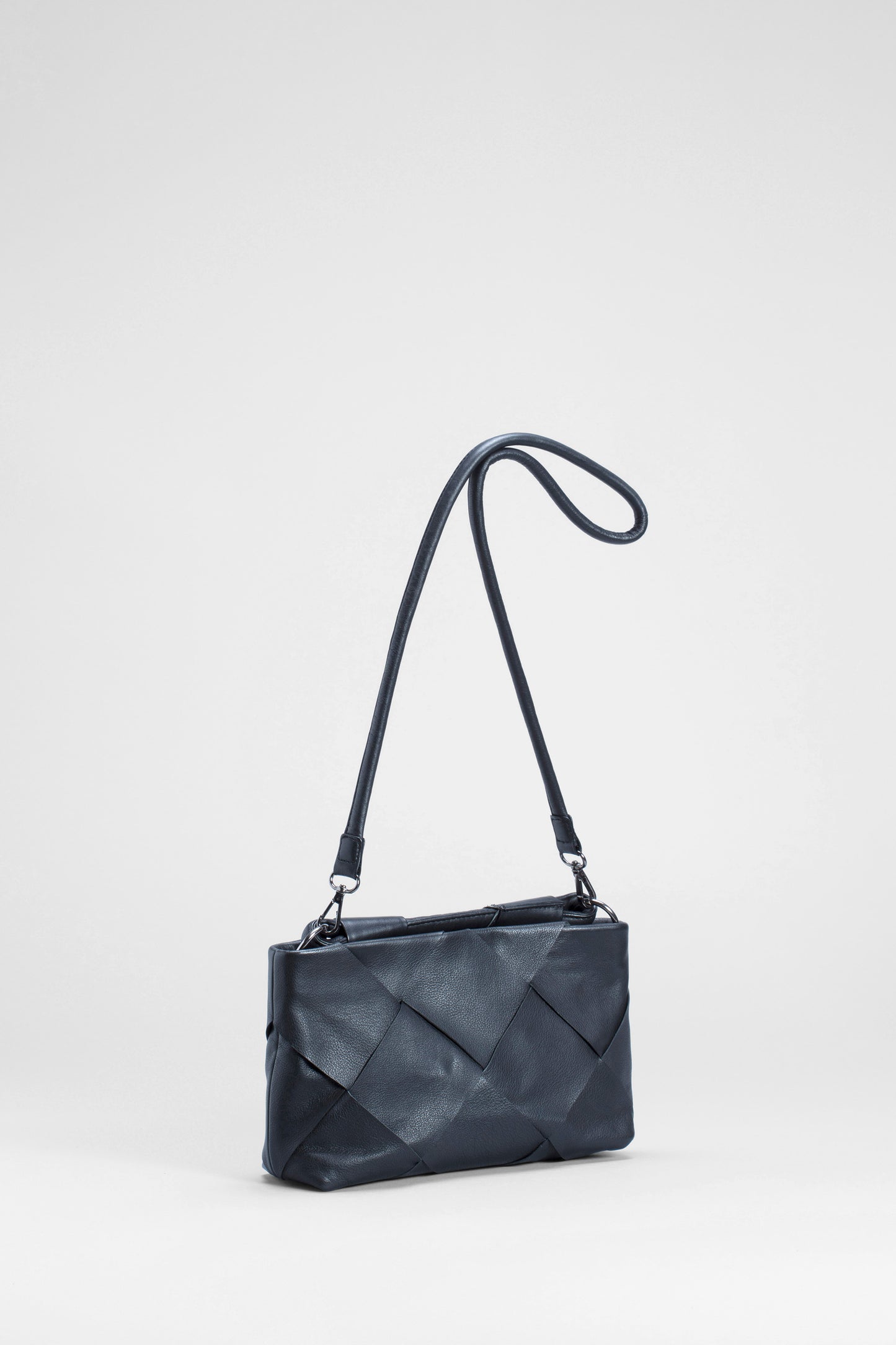 Ginette Woven Leather Bag Front | Black