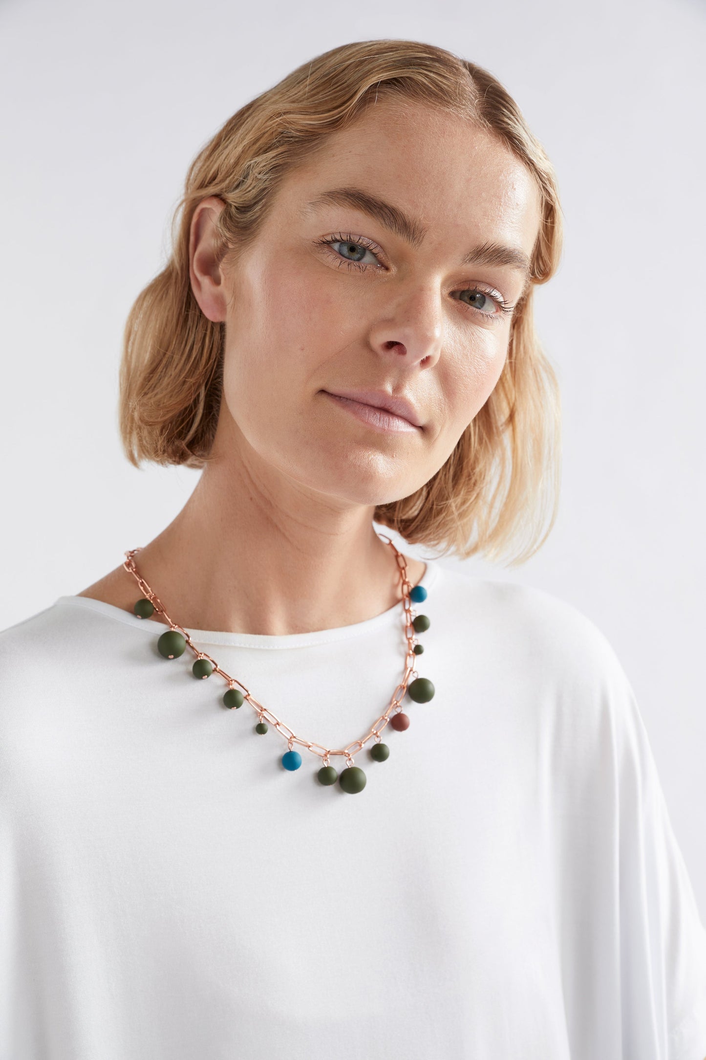 Solar Chain and Bead Necklace | Model  ROSE GOLD