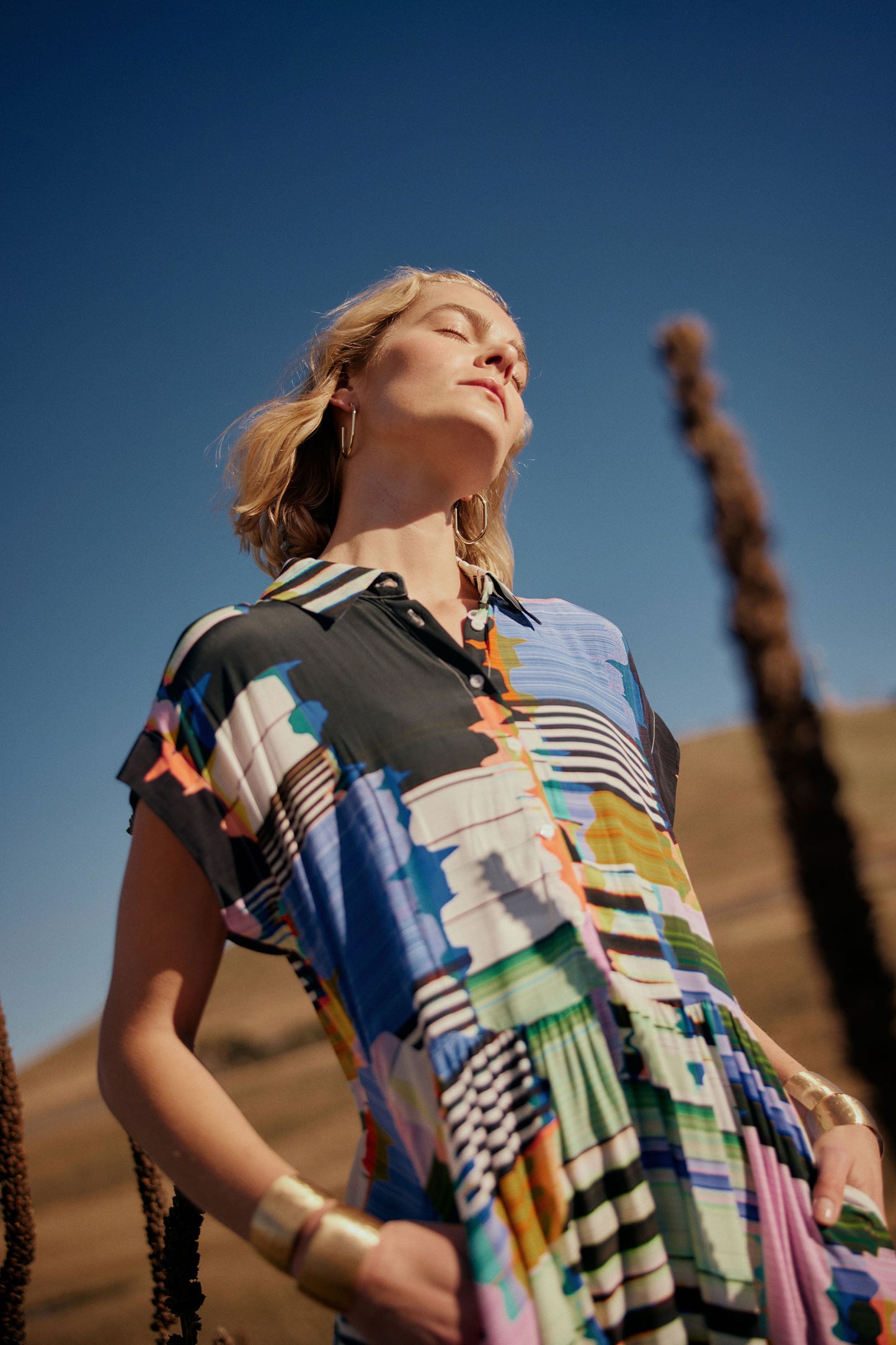 Berg Midi Print Shirt Dress Model Campaign | GLITCH PRINT